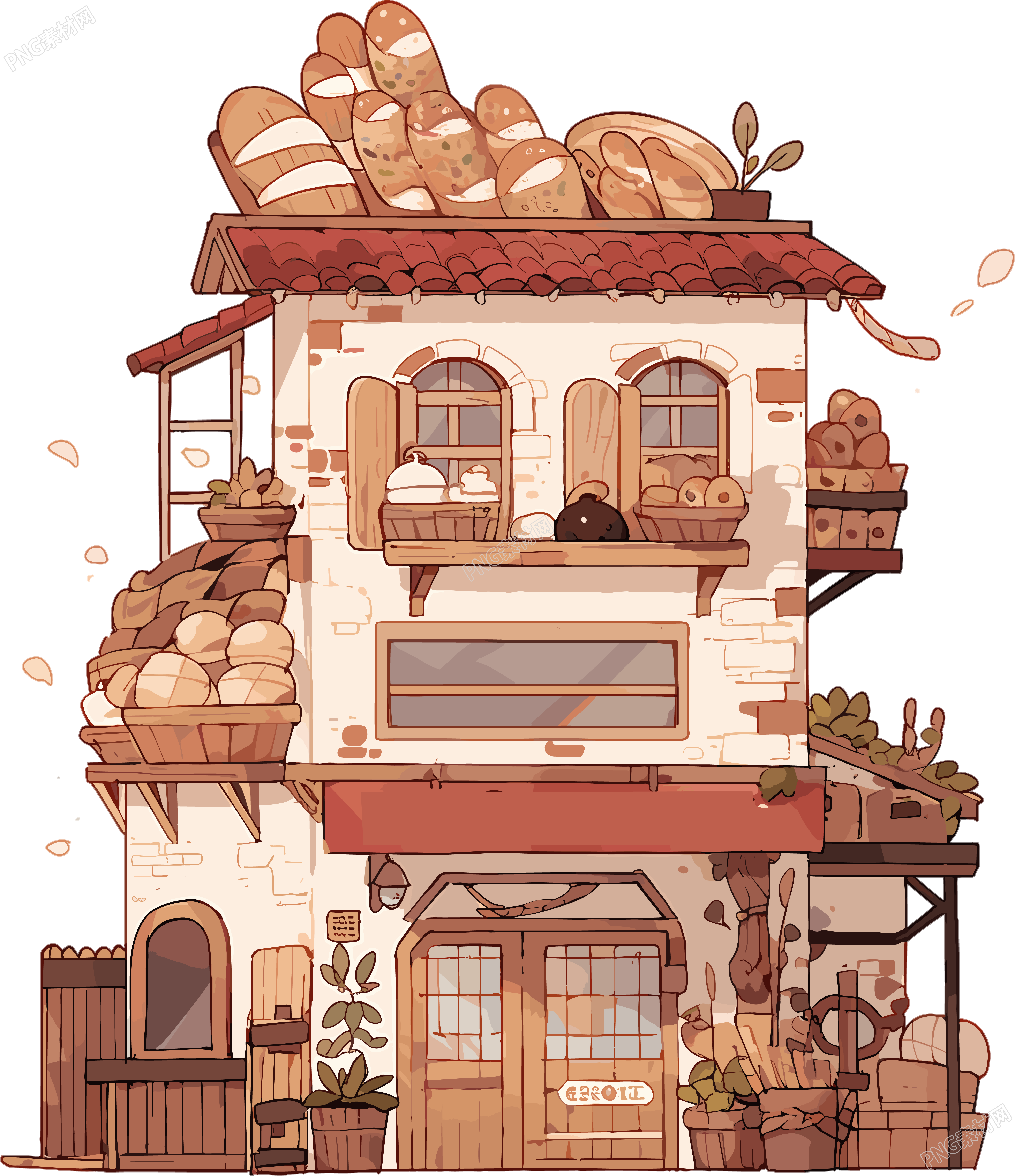 面包店可爱图形插画
