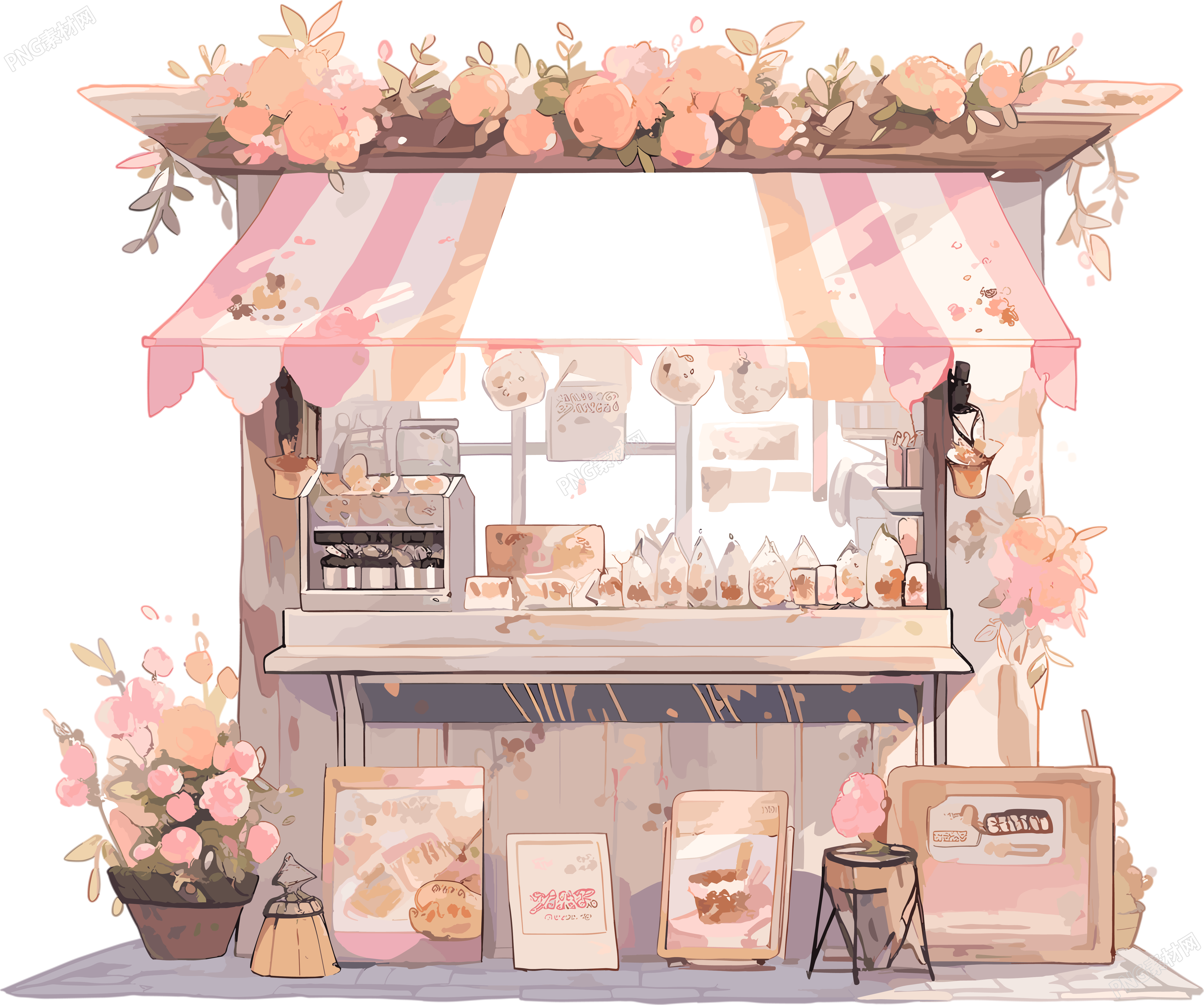 咖啡屋手绘插画