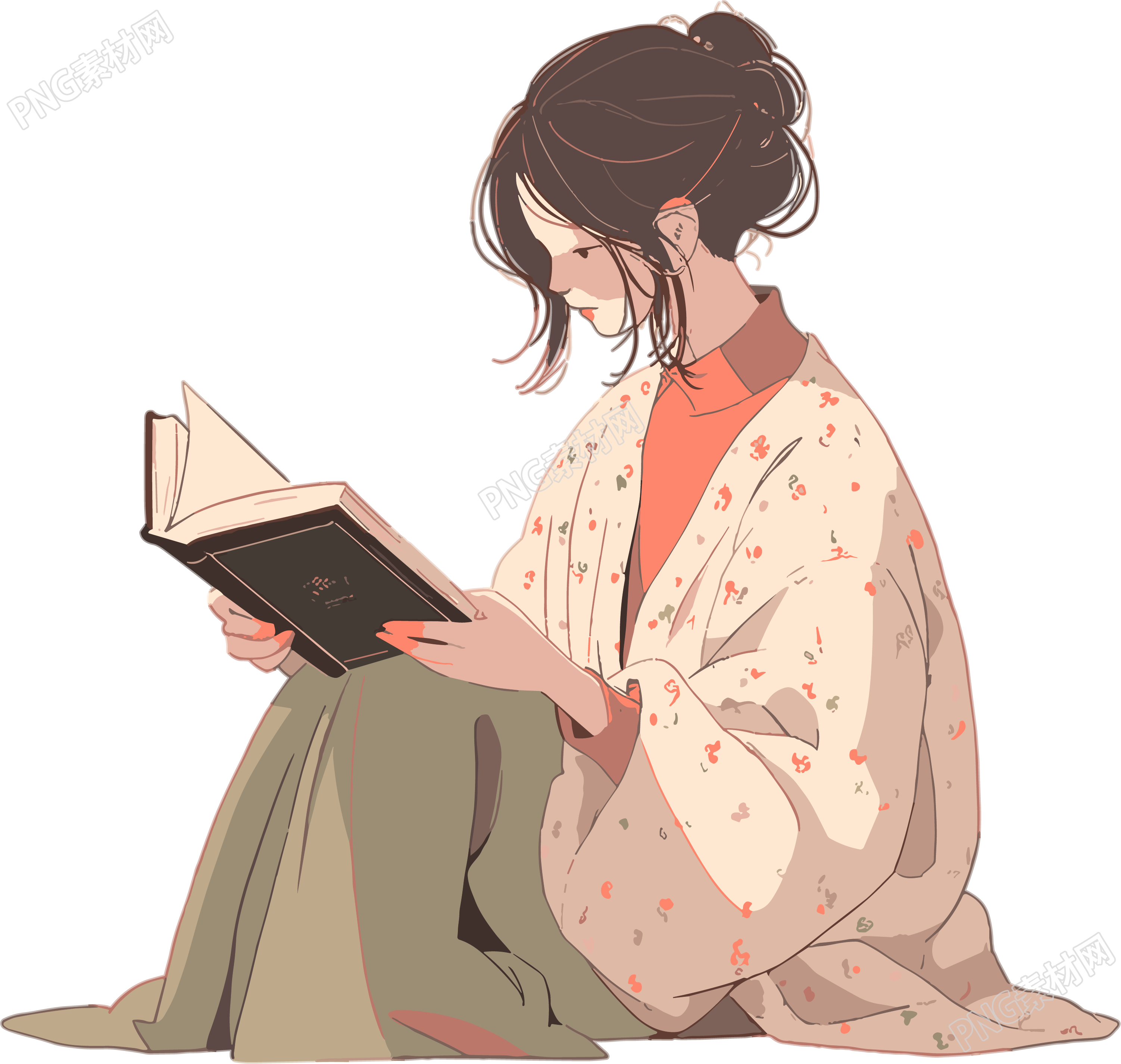读书女孩创意设计素材