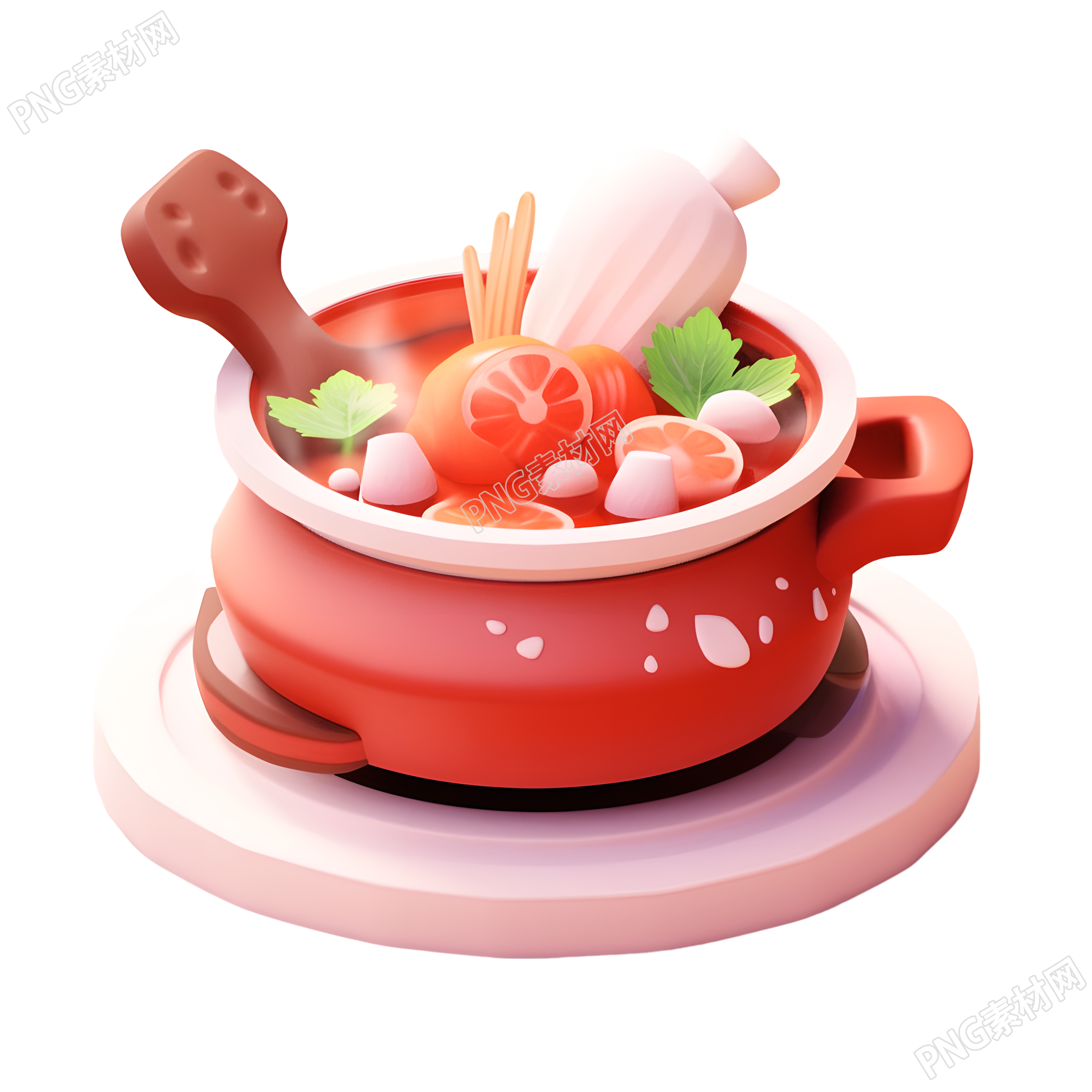 3D火锅图标透明背景插画