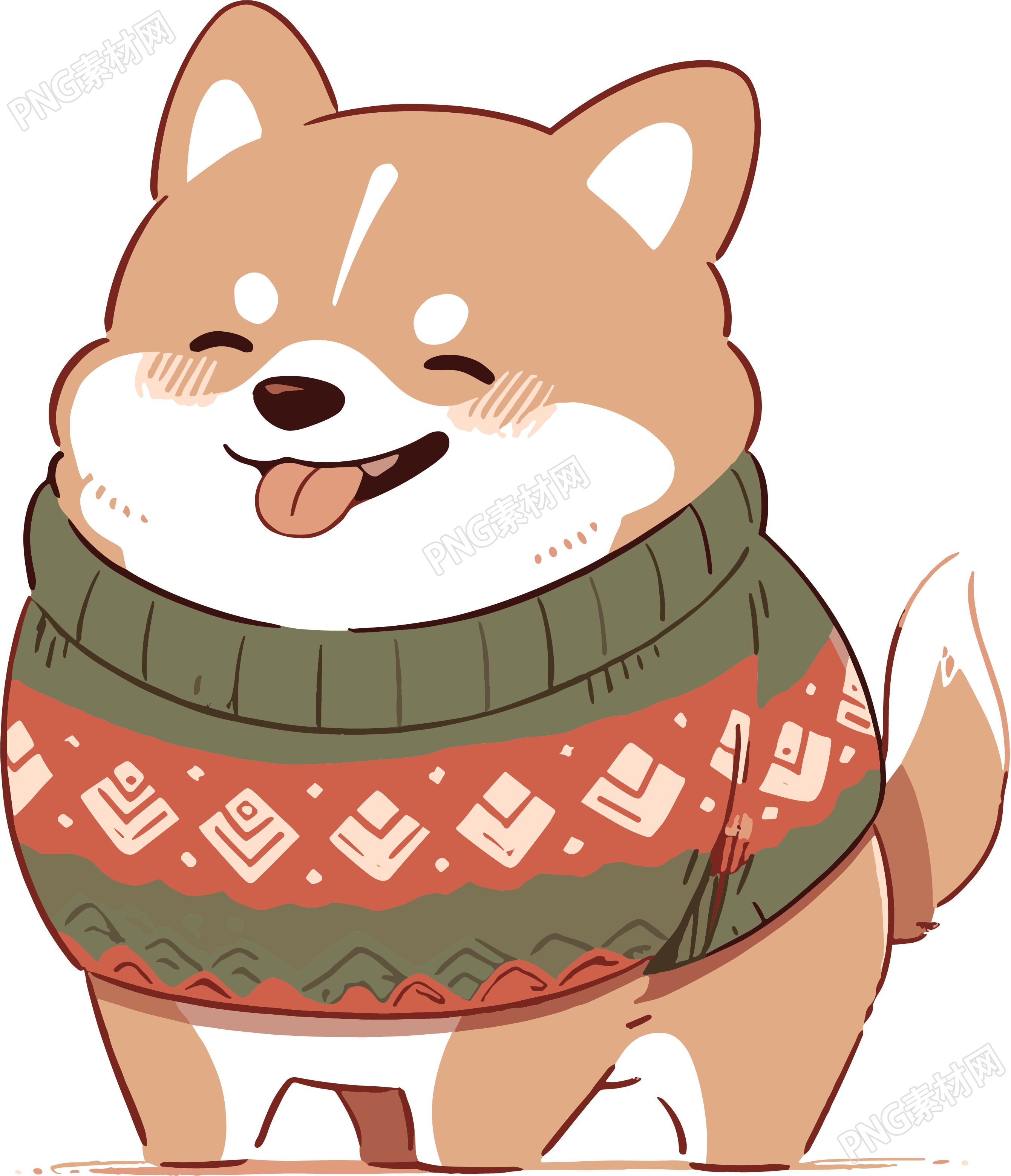 冬日小狗极简主义插画