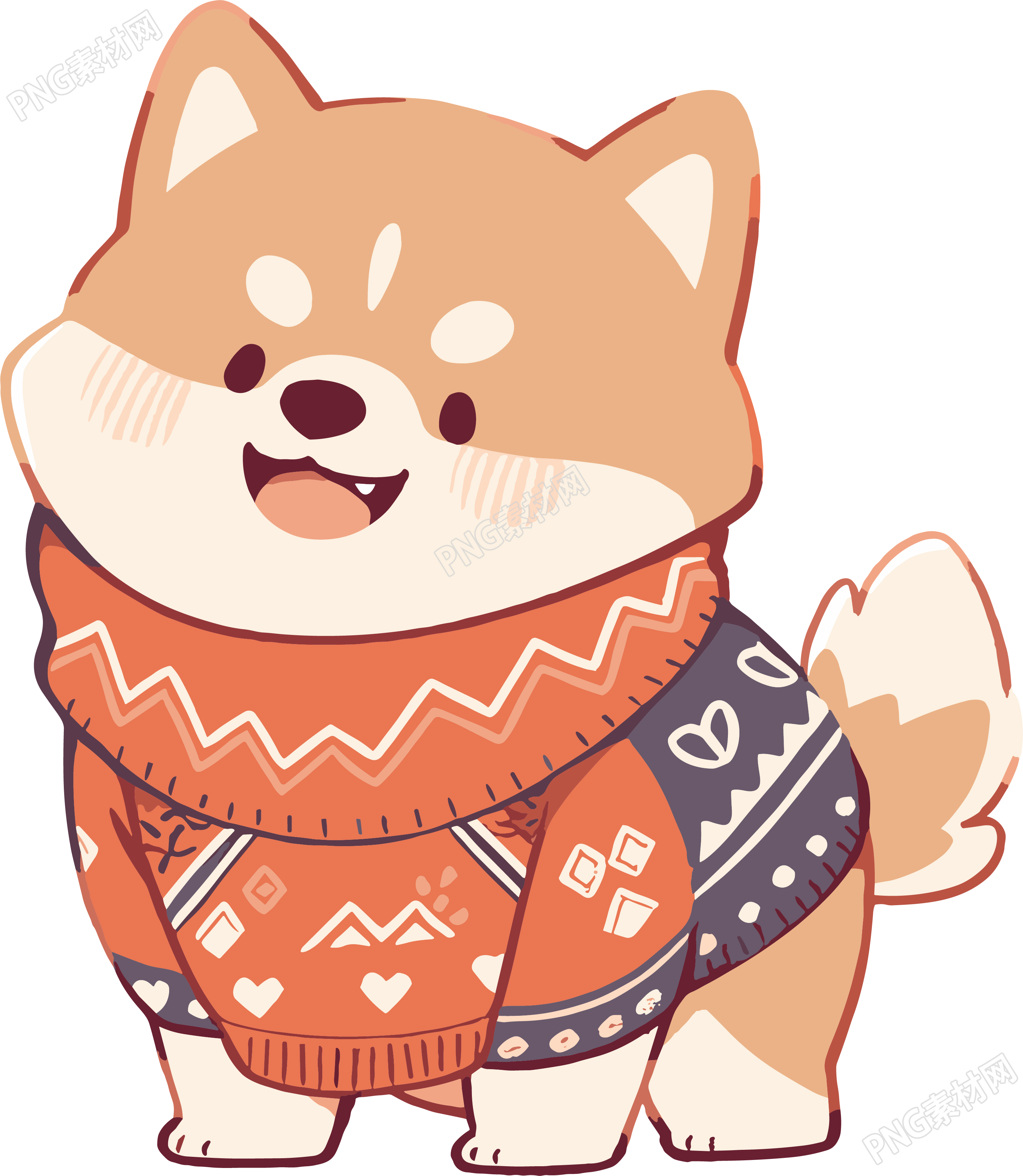 冬日小狗透明背景插图