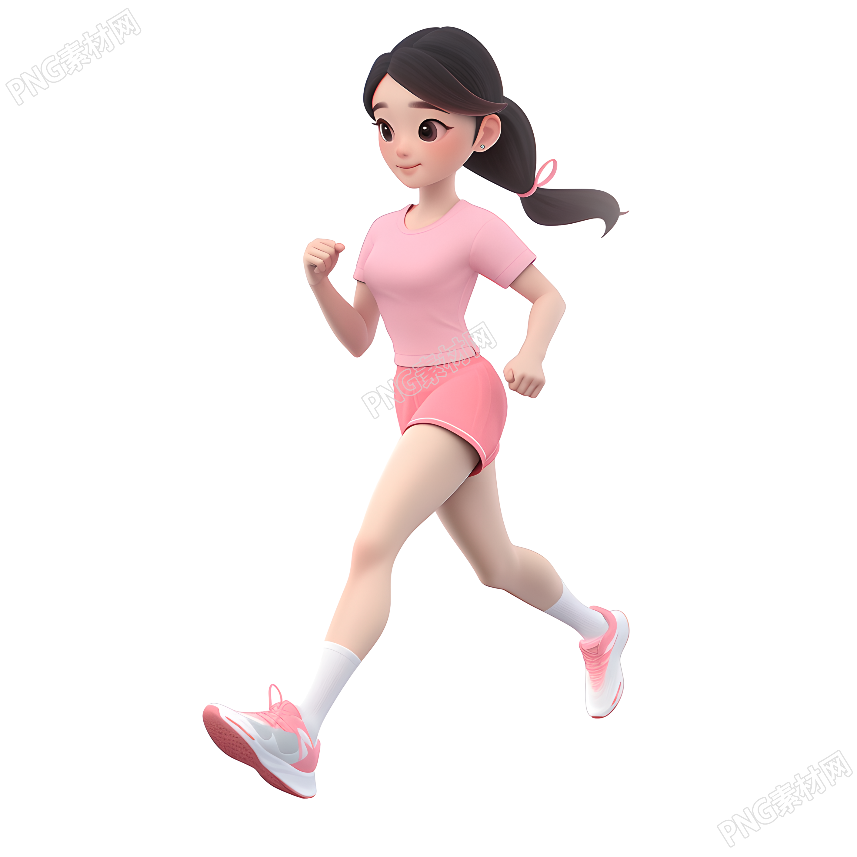 3D运动女孩跑步插画