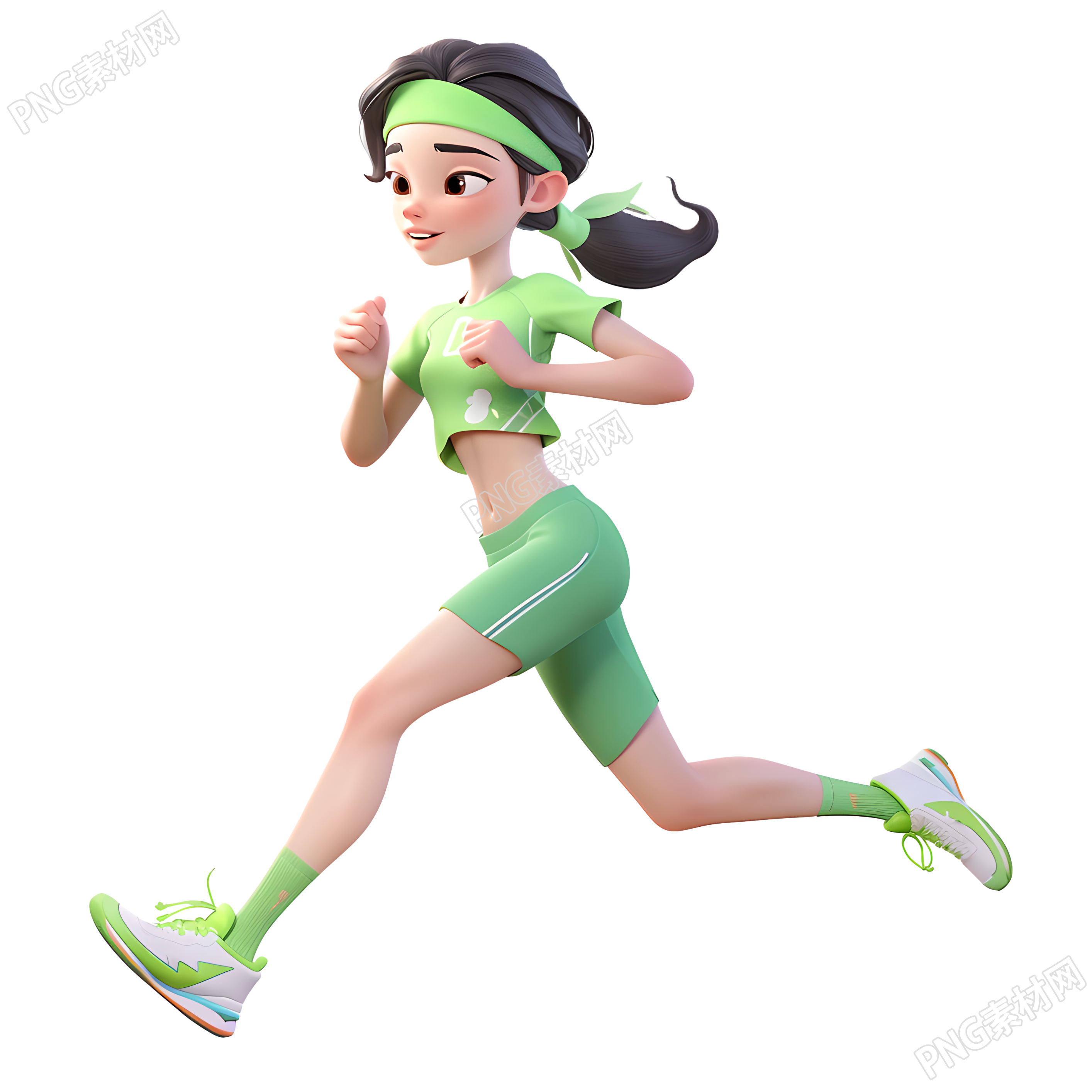 3D运动女孩透明背景插图