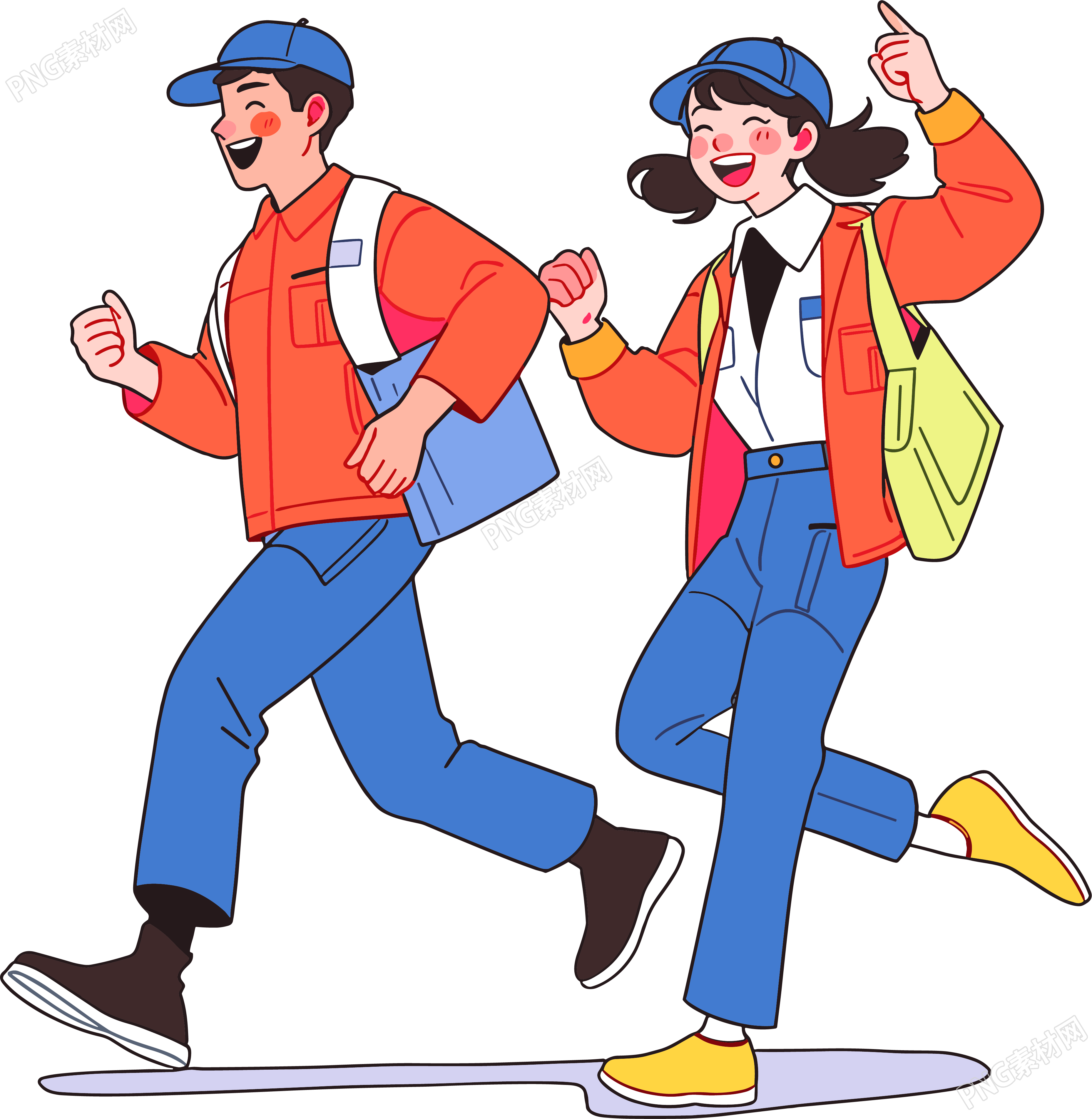 商务人士奔跑简约插画设计