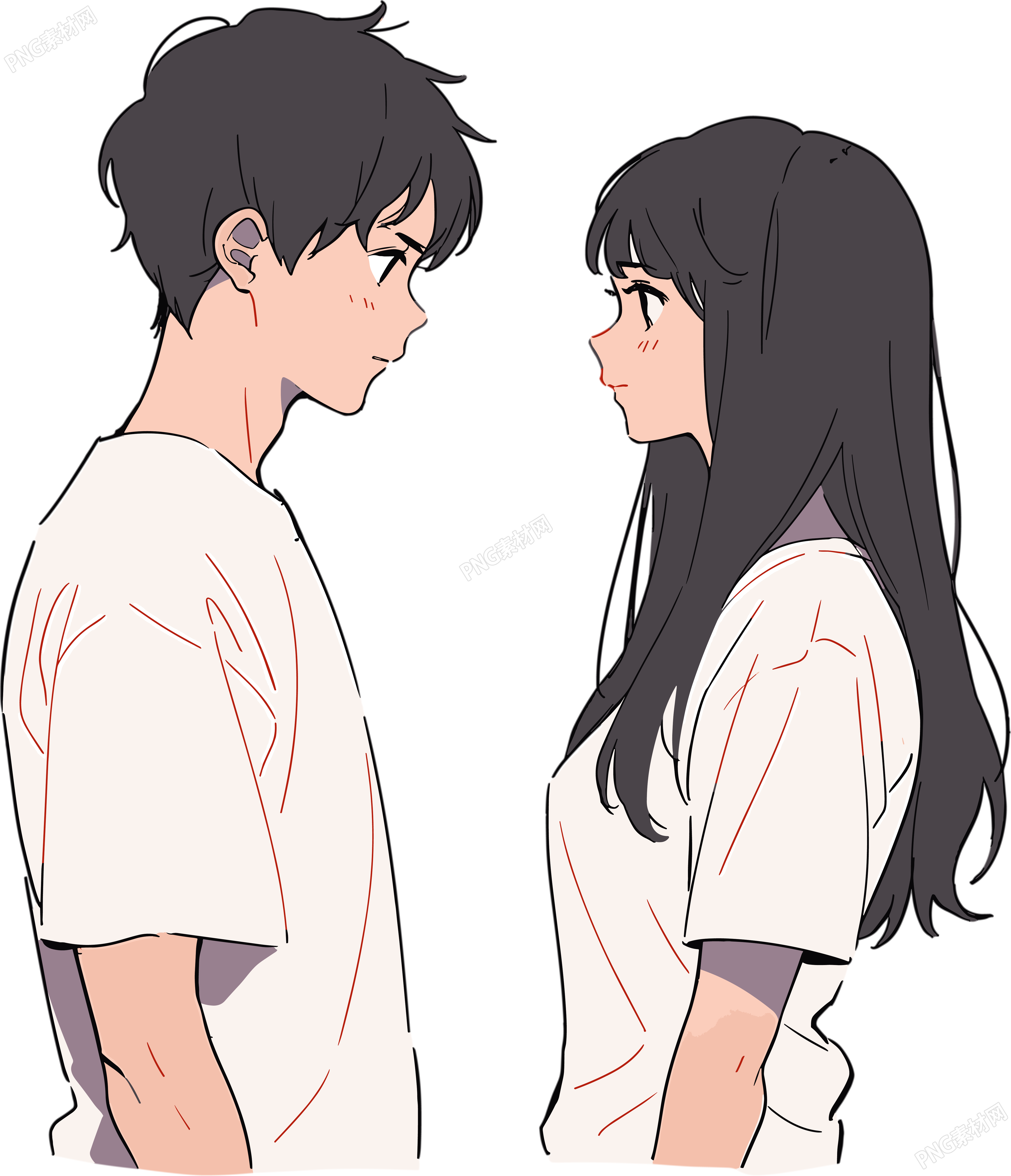 情侣透明背景插画