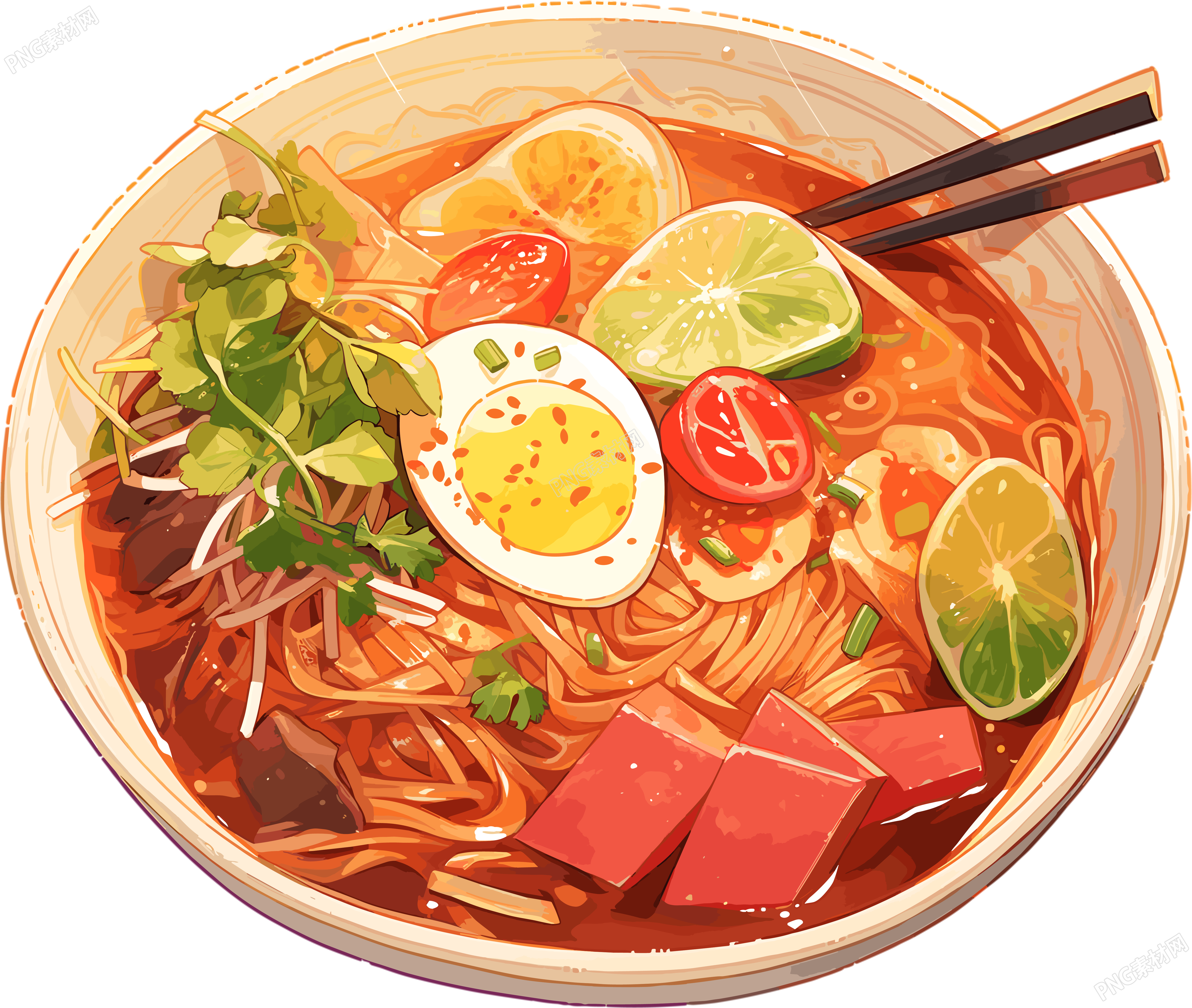 泰式汤面彩色作品素材