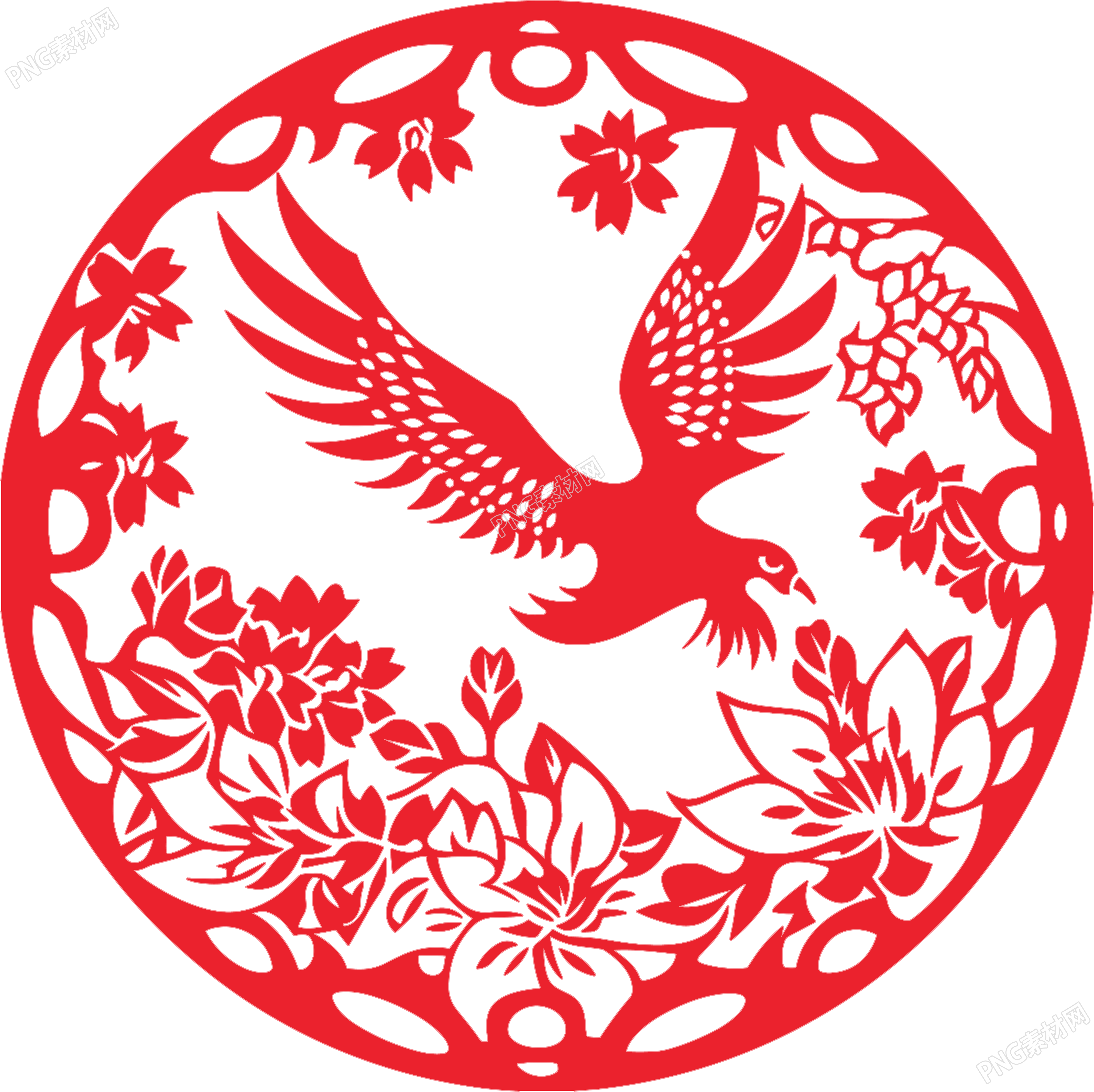 窗花剪纸老鹰插画