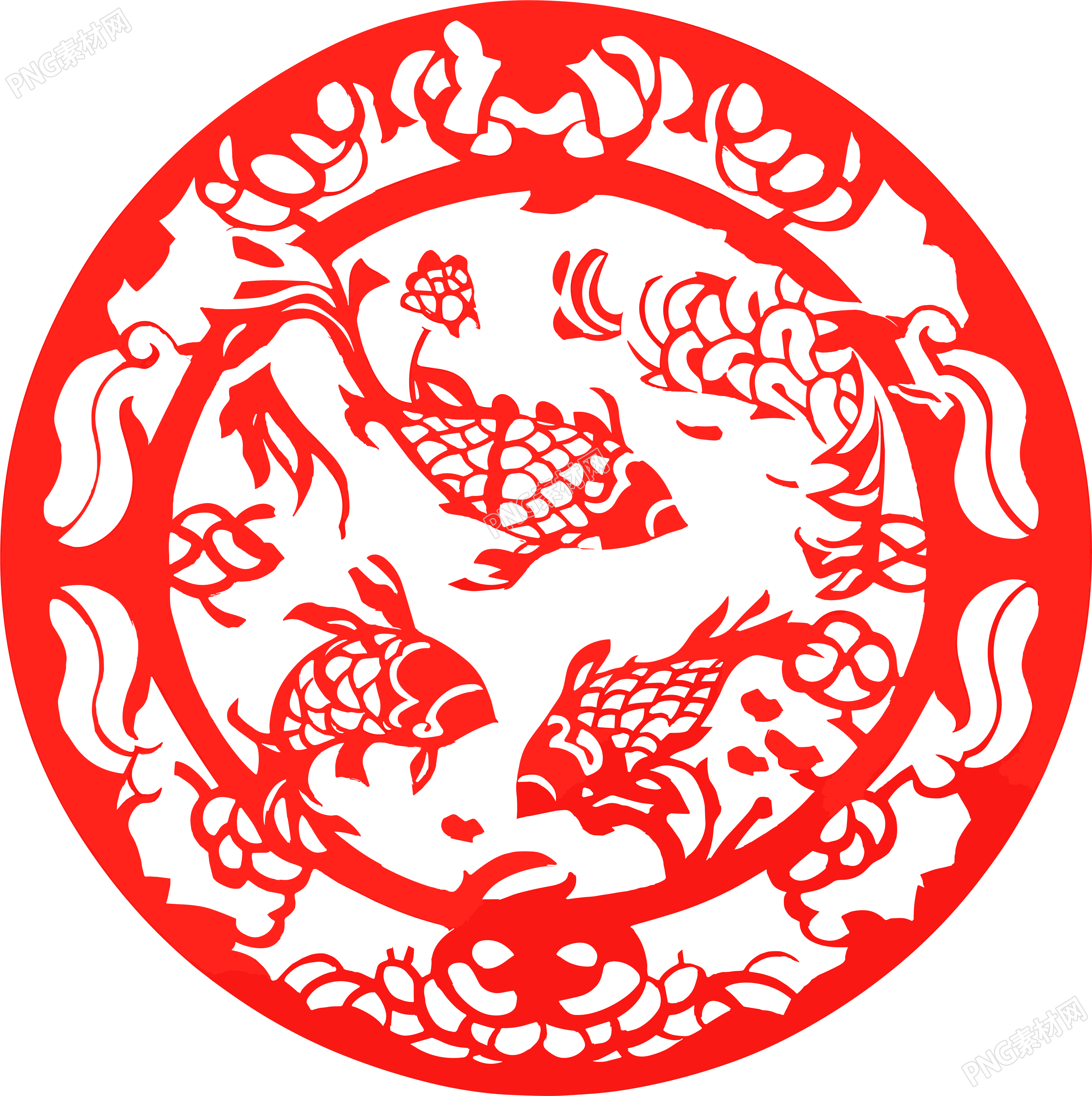窗花剪纸锦鲤可商用素材