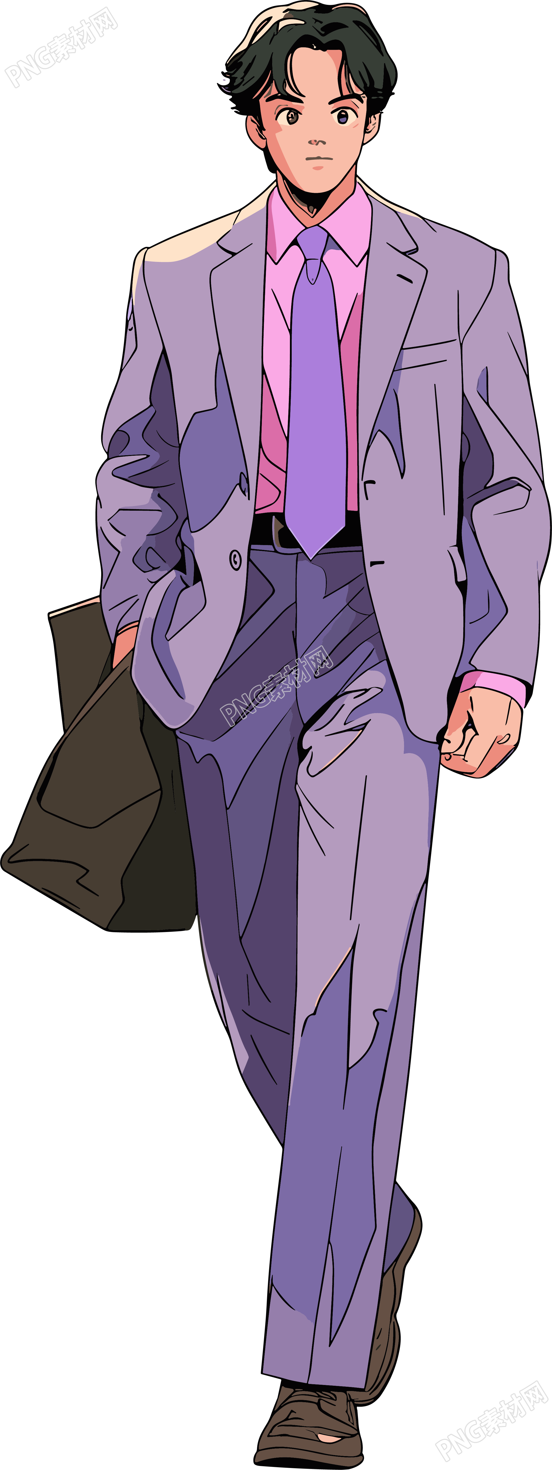 复古男生简约彩色插画