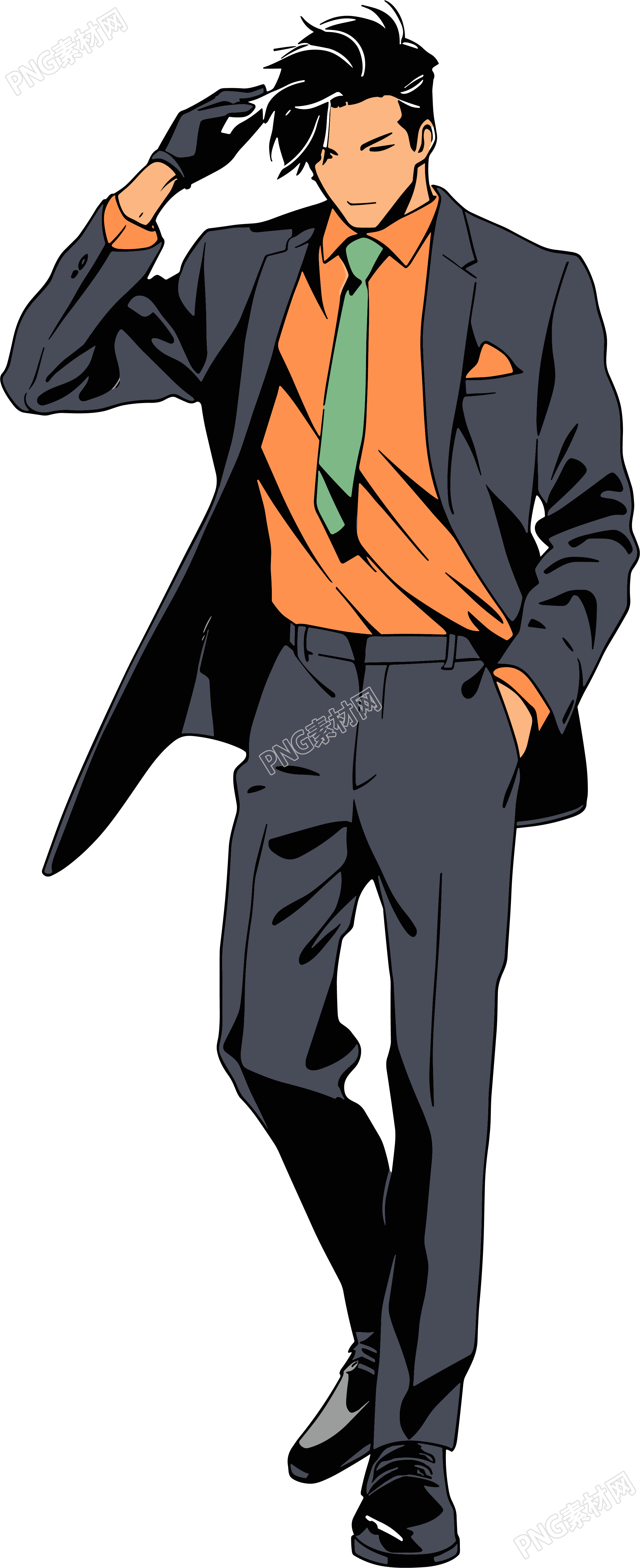 复古男生西服套装插画