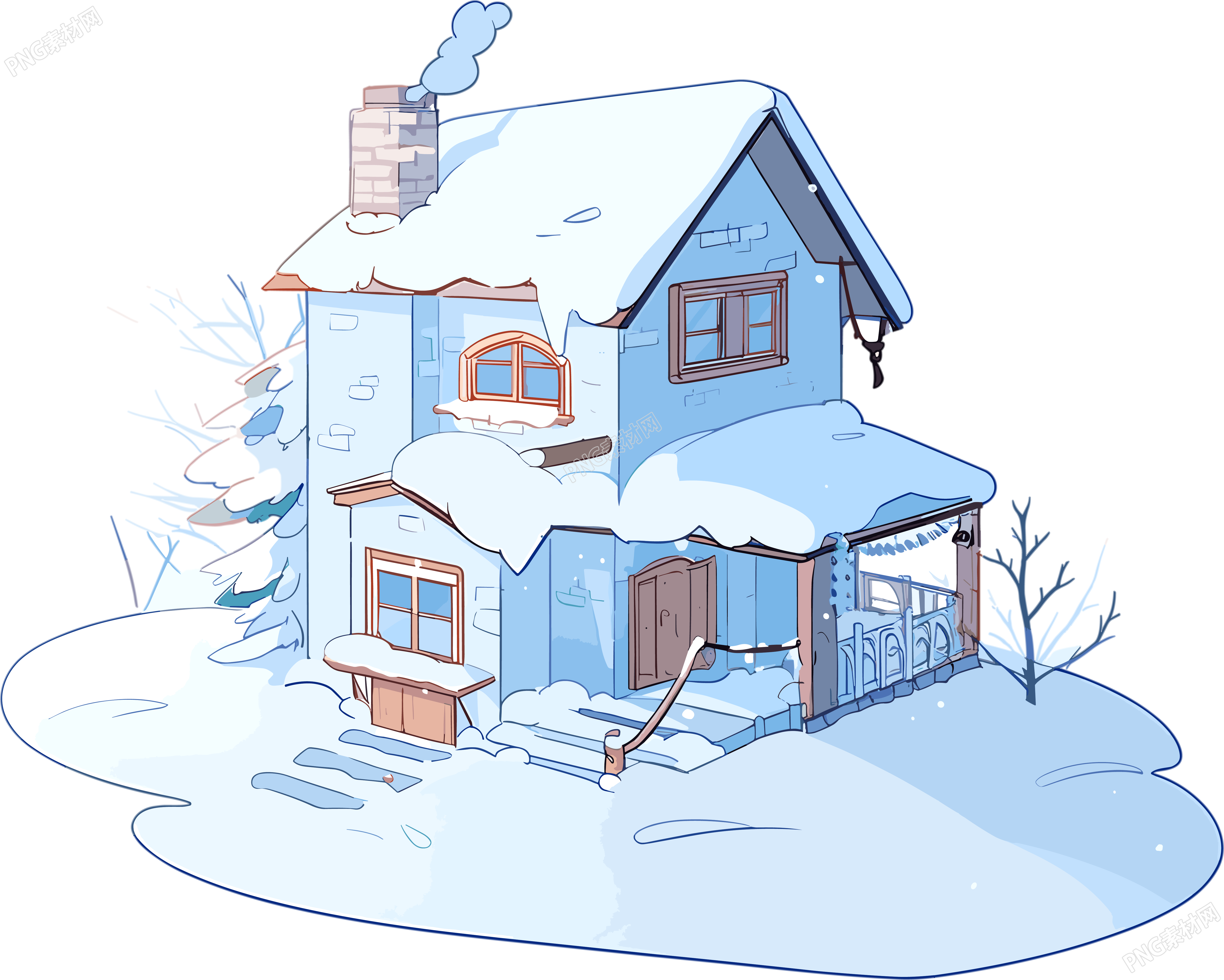 雪地小屋商业插画元素