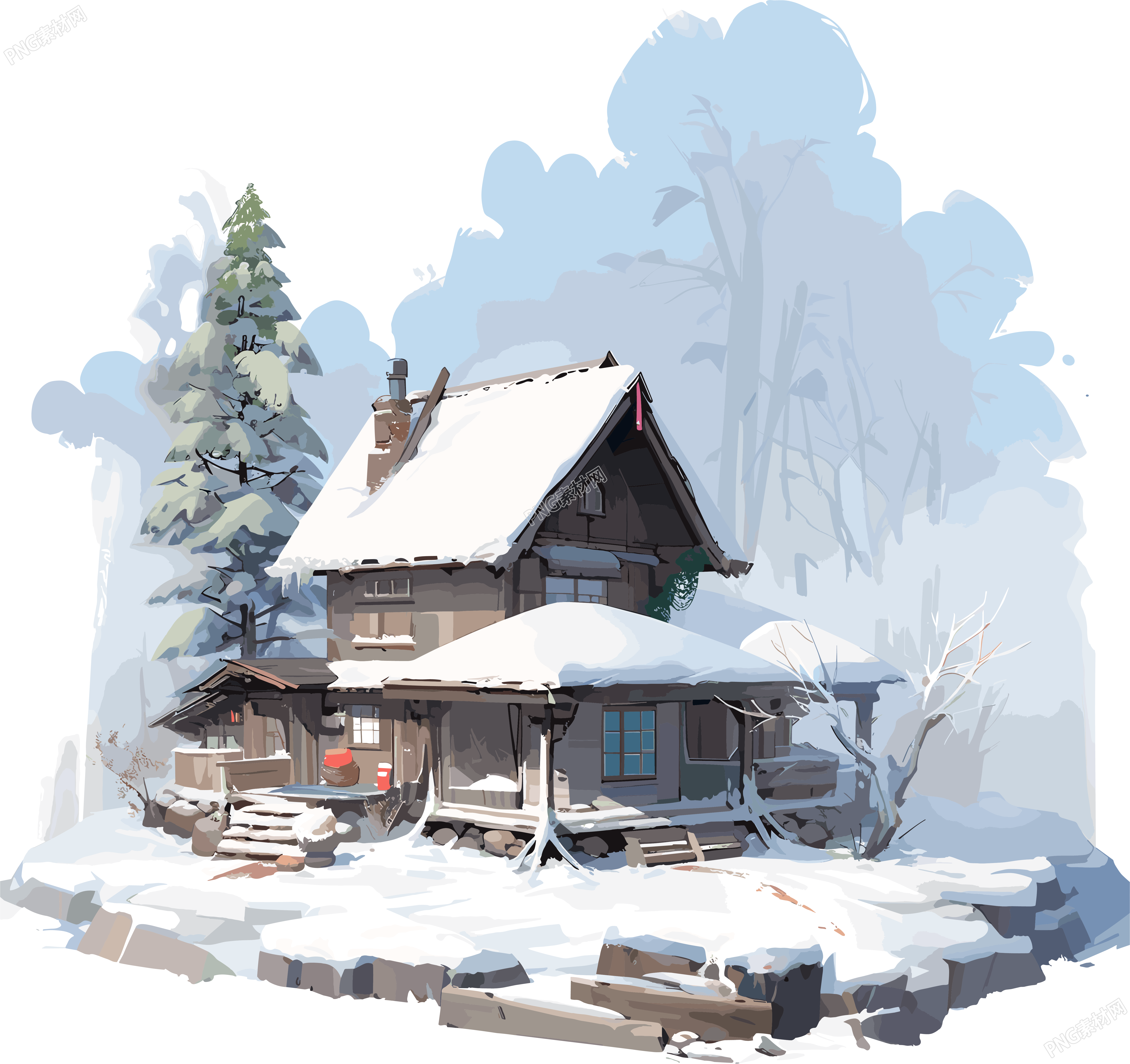 雪地小屋创意设计元素