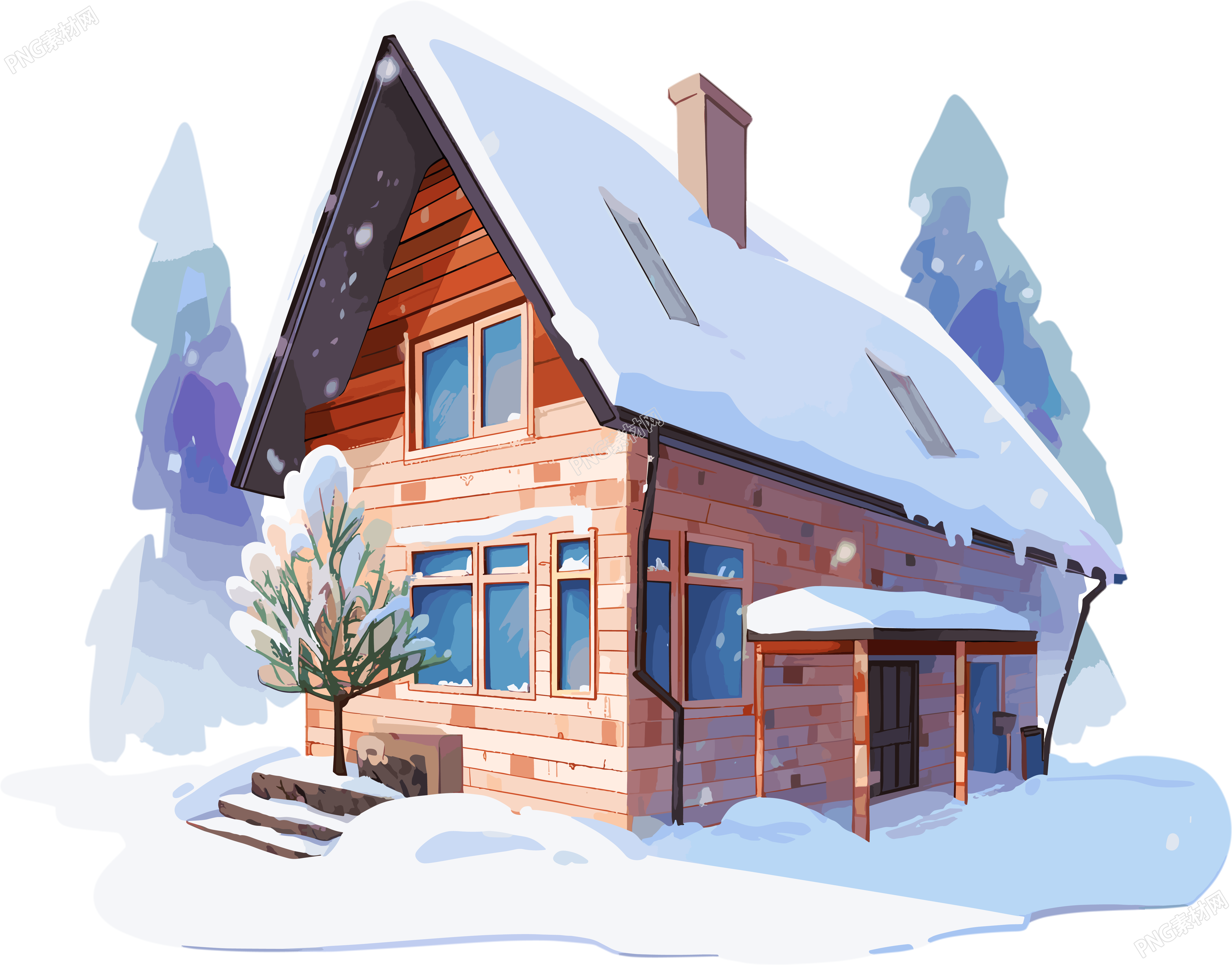 雪地小屋商业插图