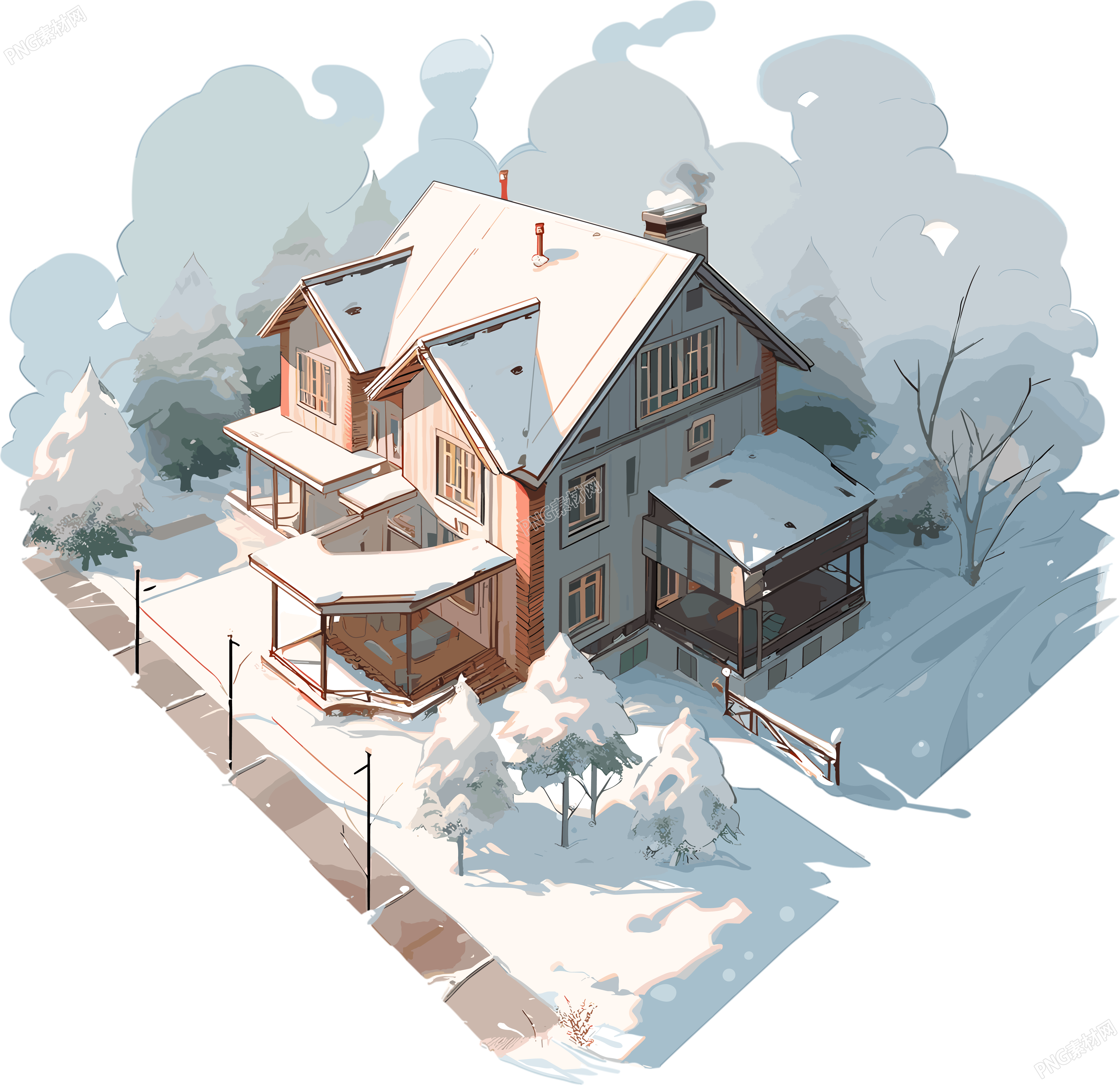 雪地小屋可商用插图
