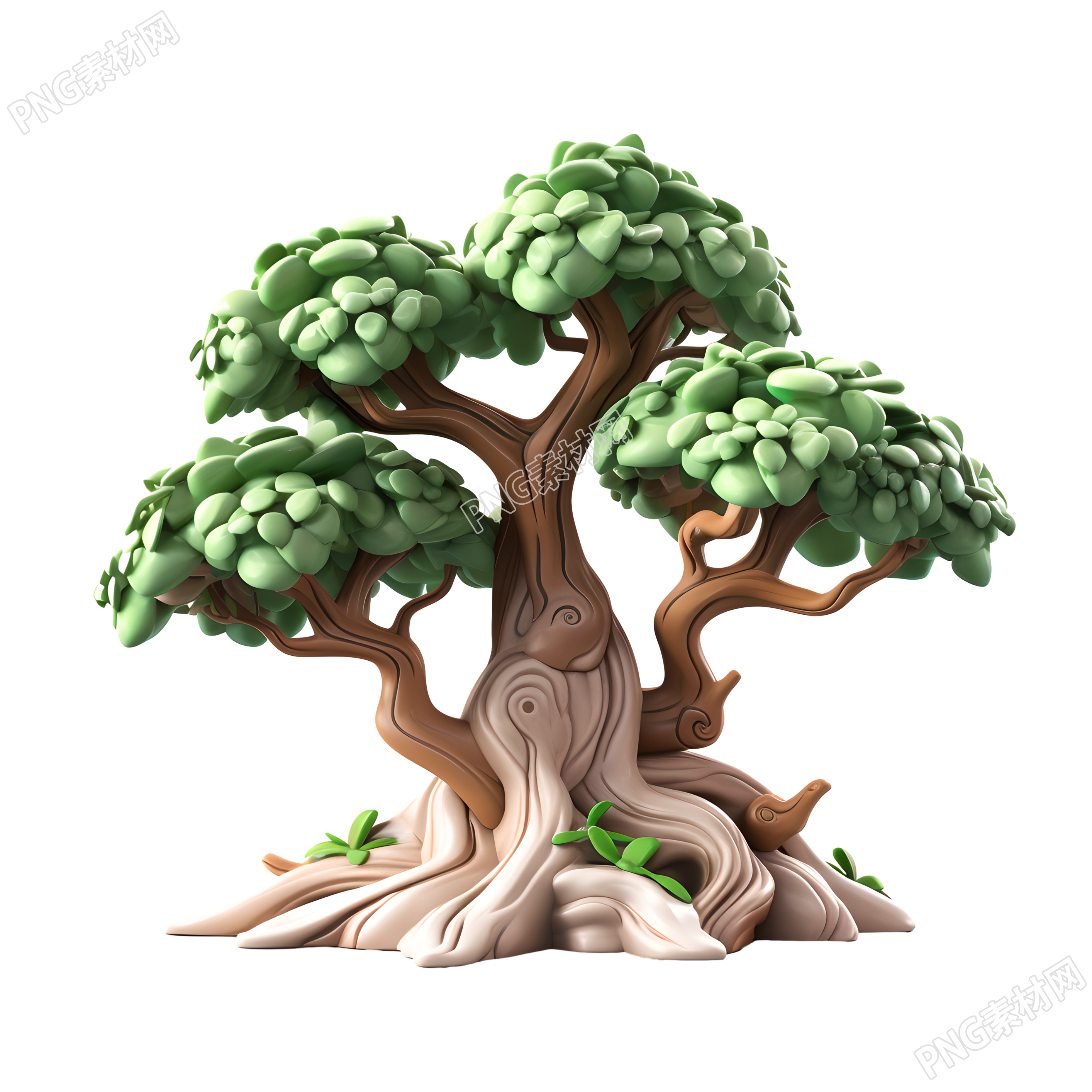 卡通大树3D插画