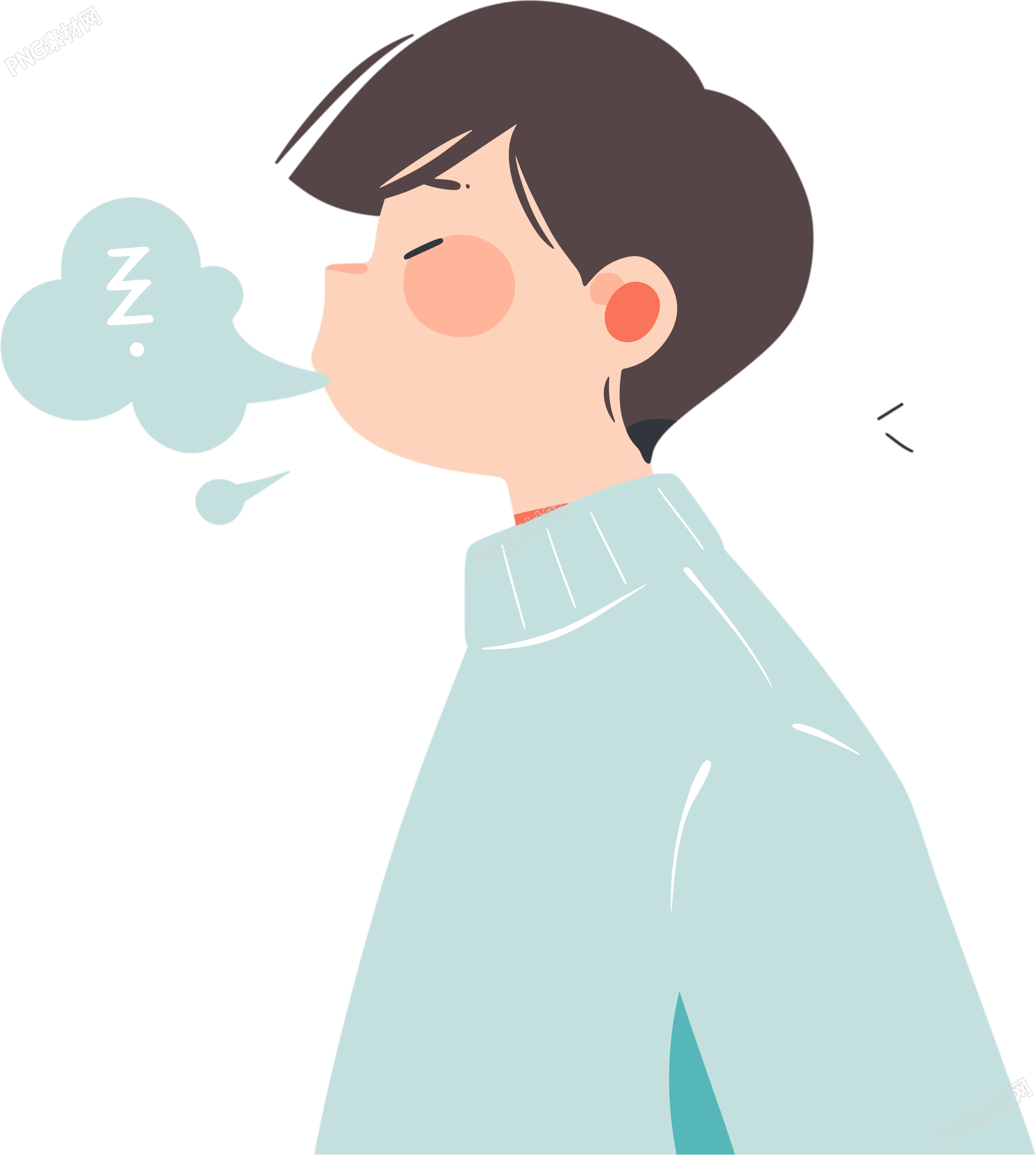 生病男孩咳嗽素材