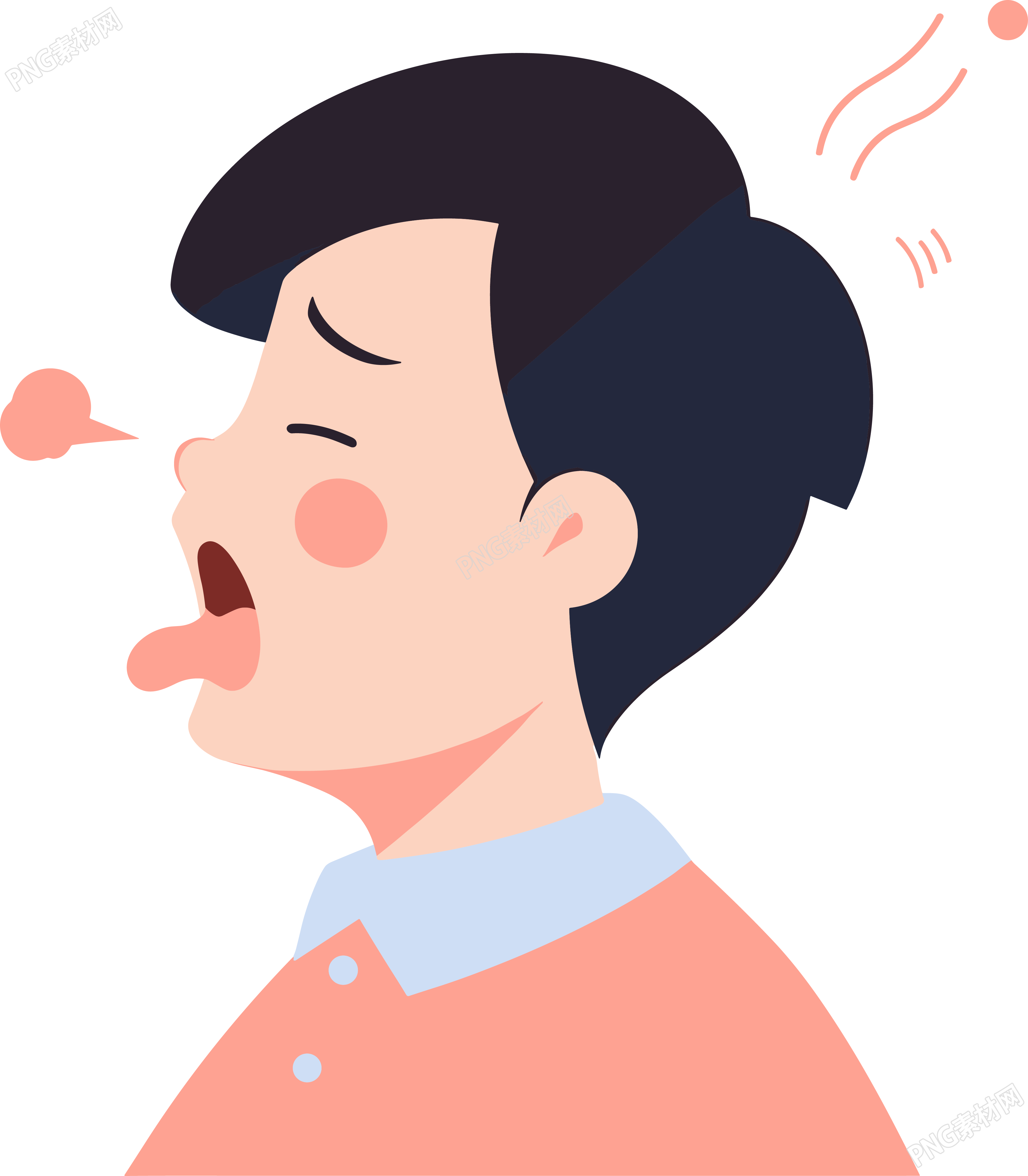 生病男孩咳嗽图形素材