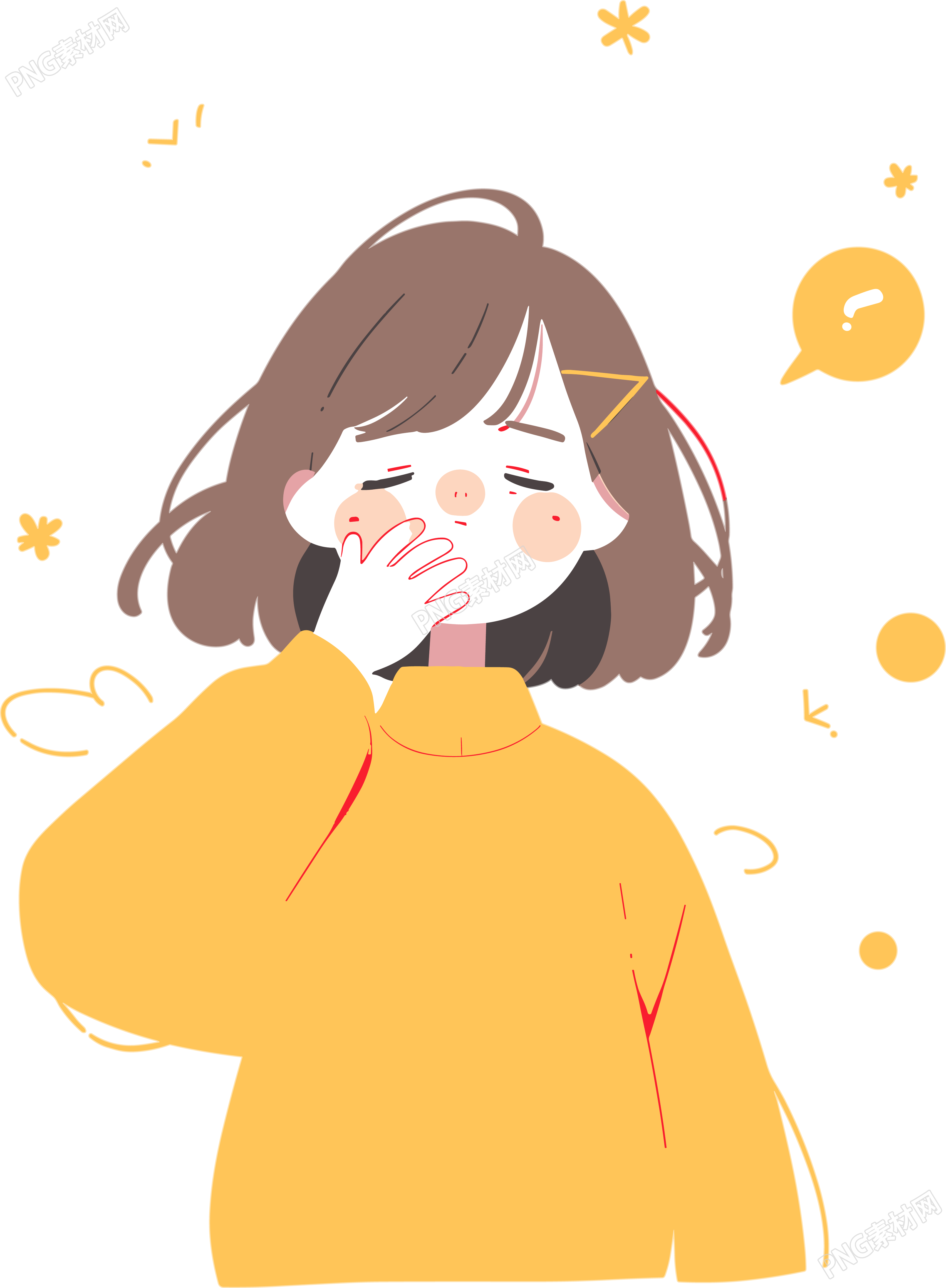 生病女孩咳嗽创意商业插画