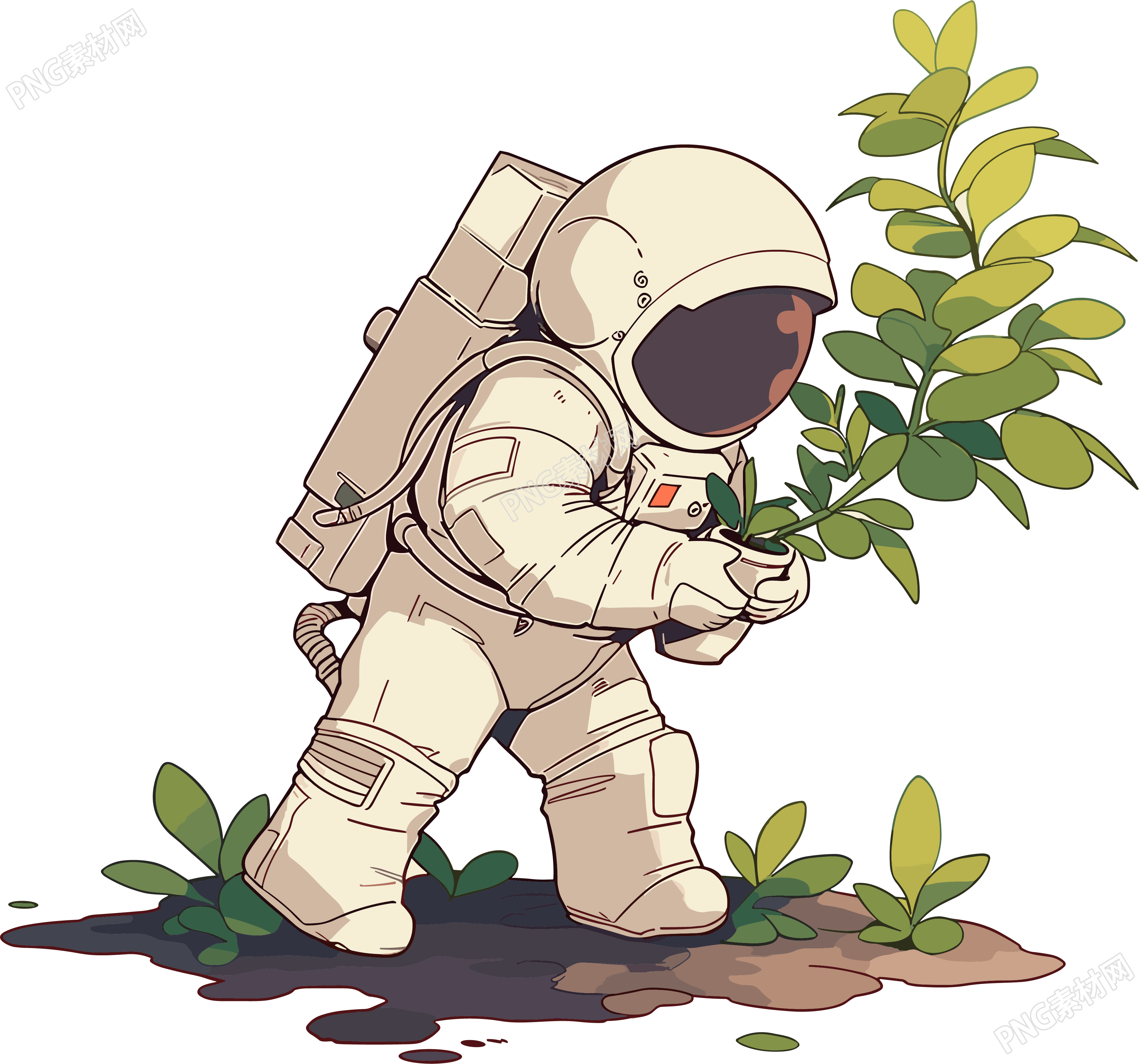 宇航员和植物商业素材