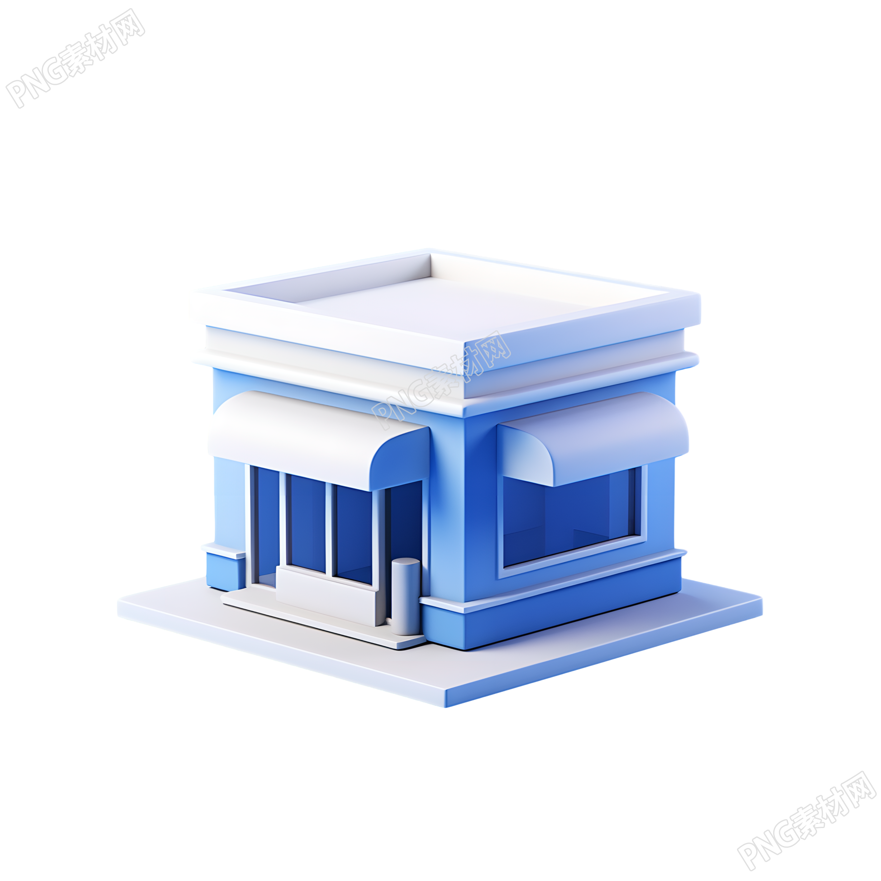 3D购物小店蓝色创意设计素材
