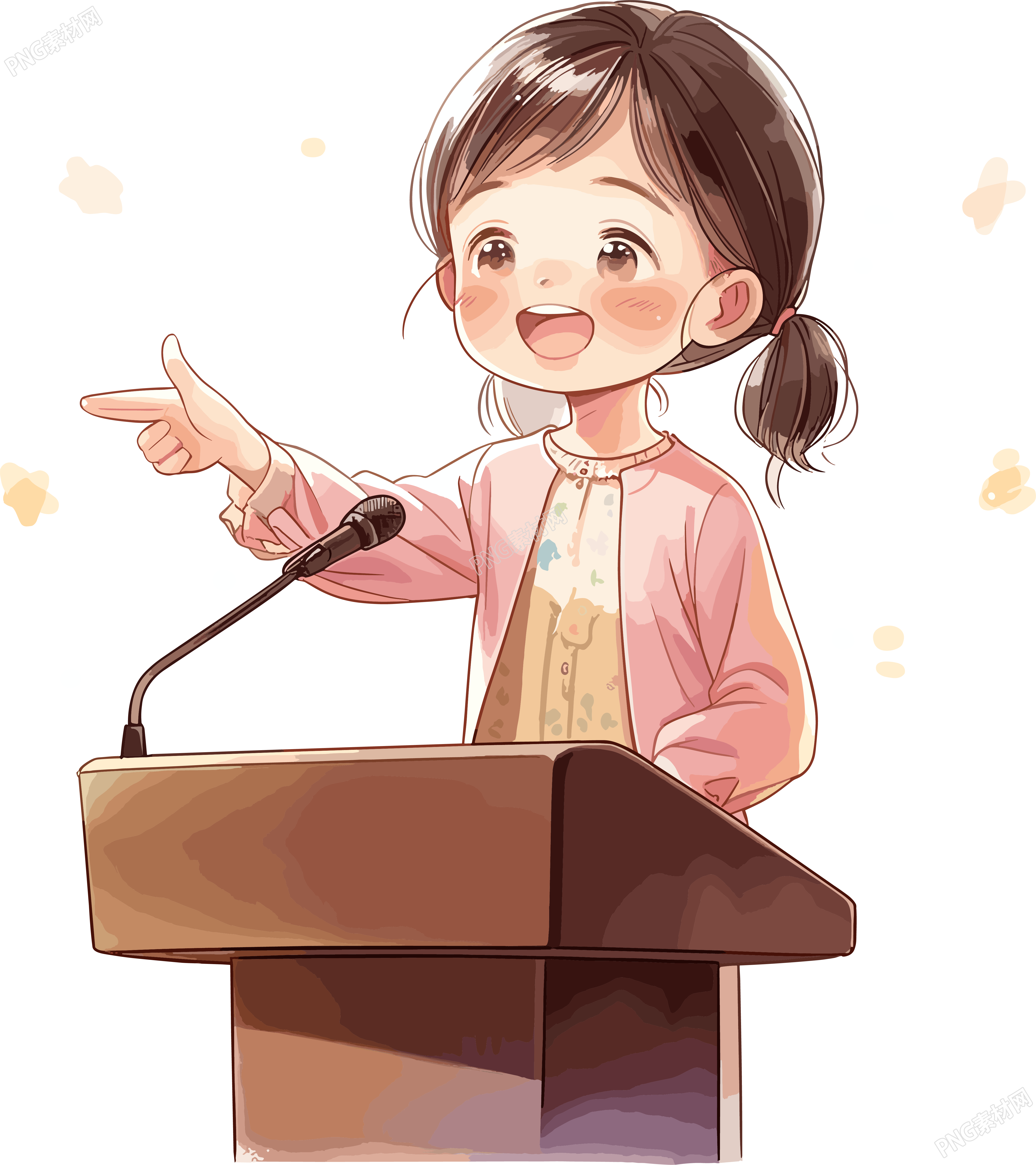 可爱小女孩演讲创意设计插画