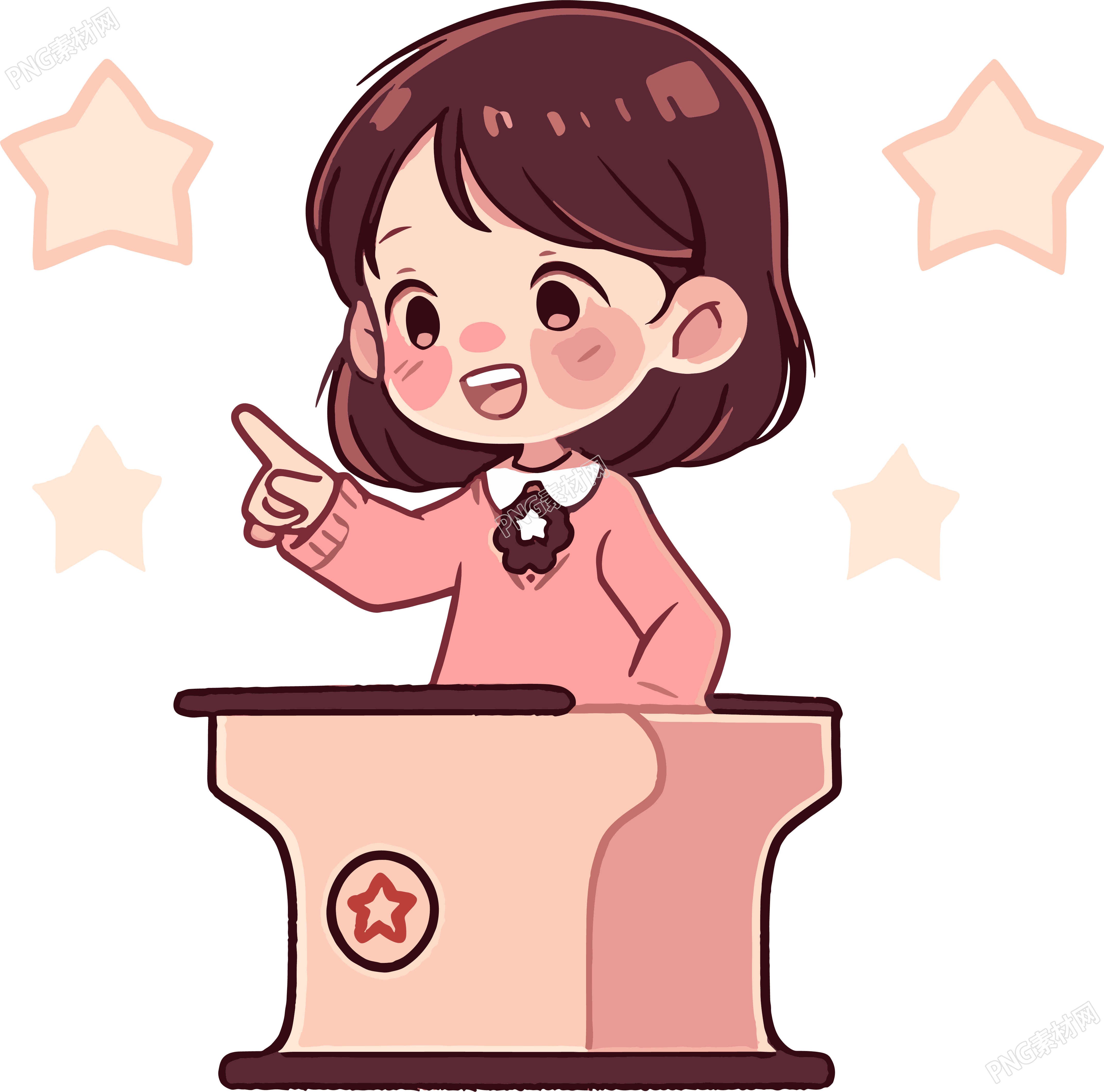 可爱小女孩演讲商业设计插图