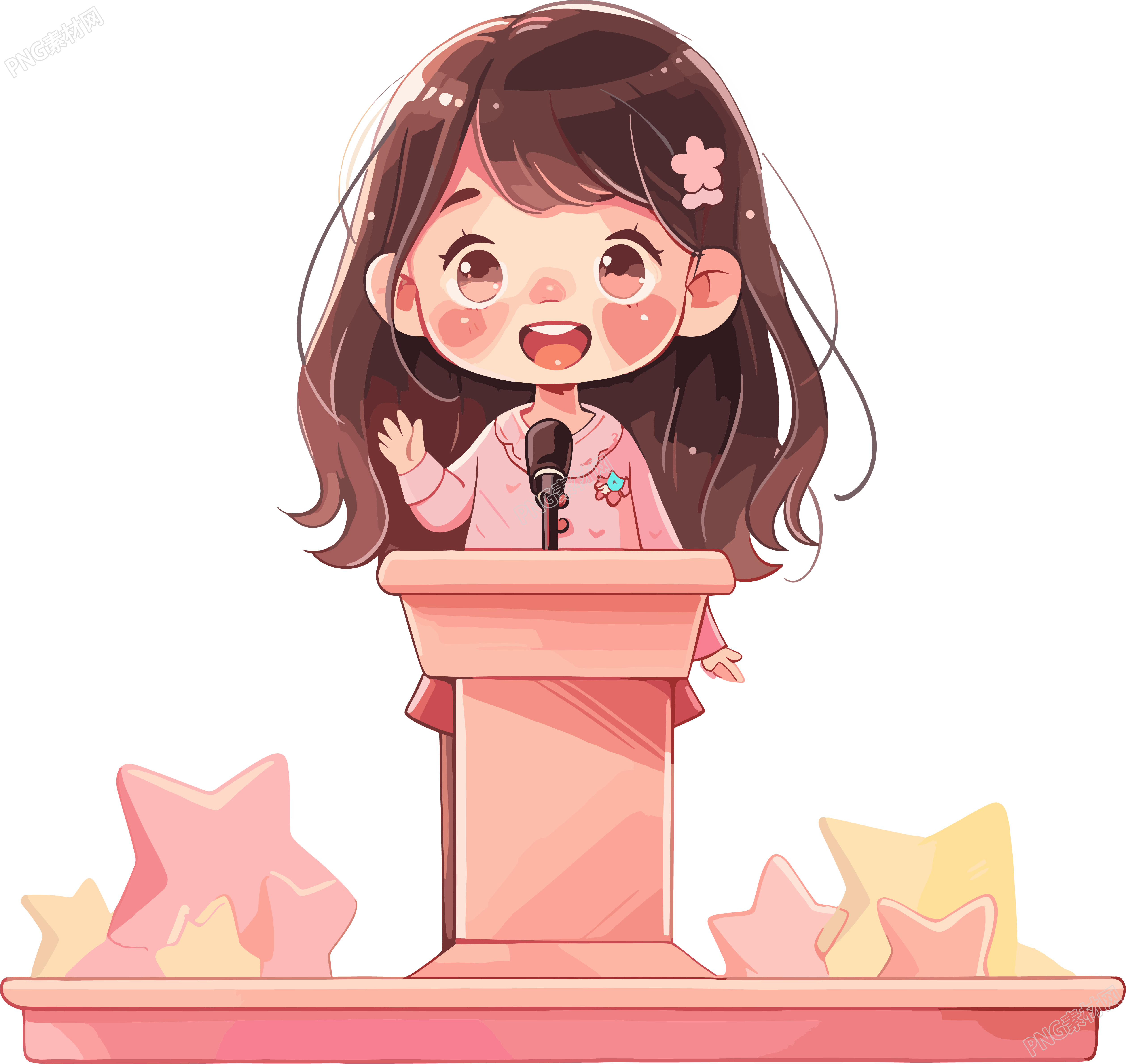 可爱小女孩演讲PNG素材