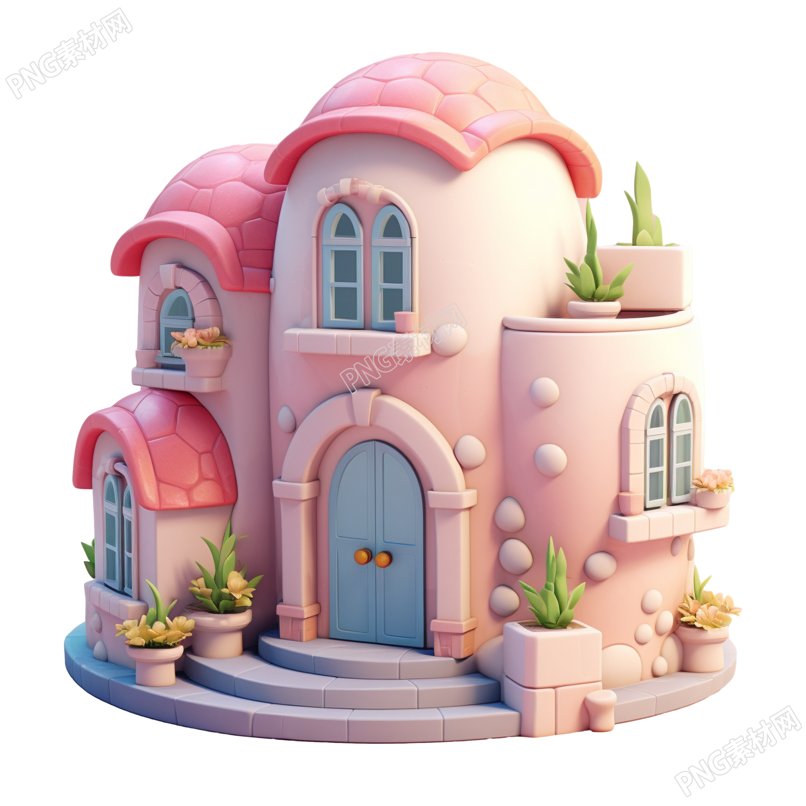 3D粉色小房子素材