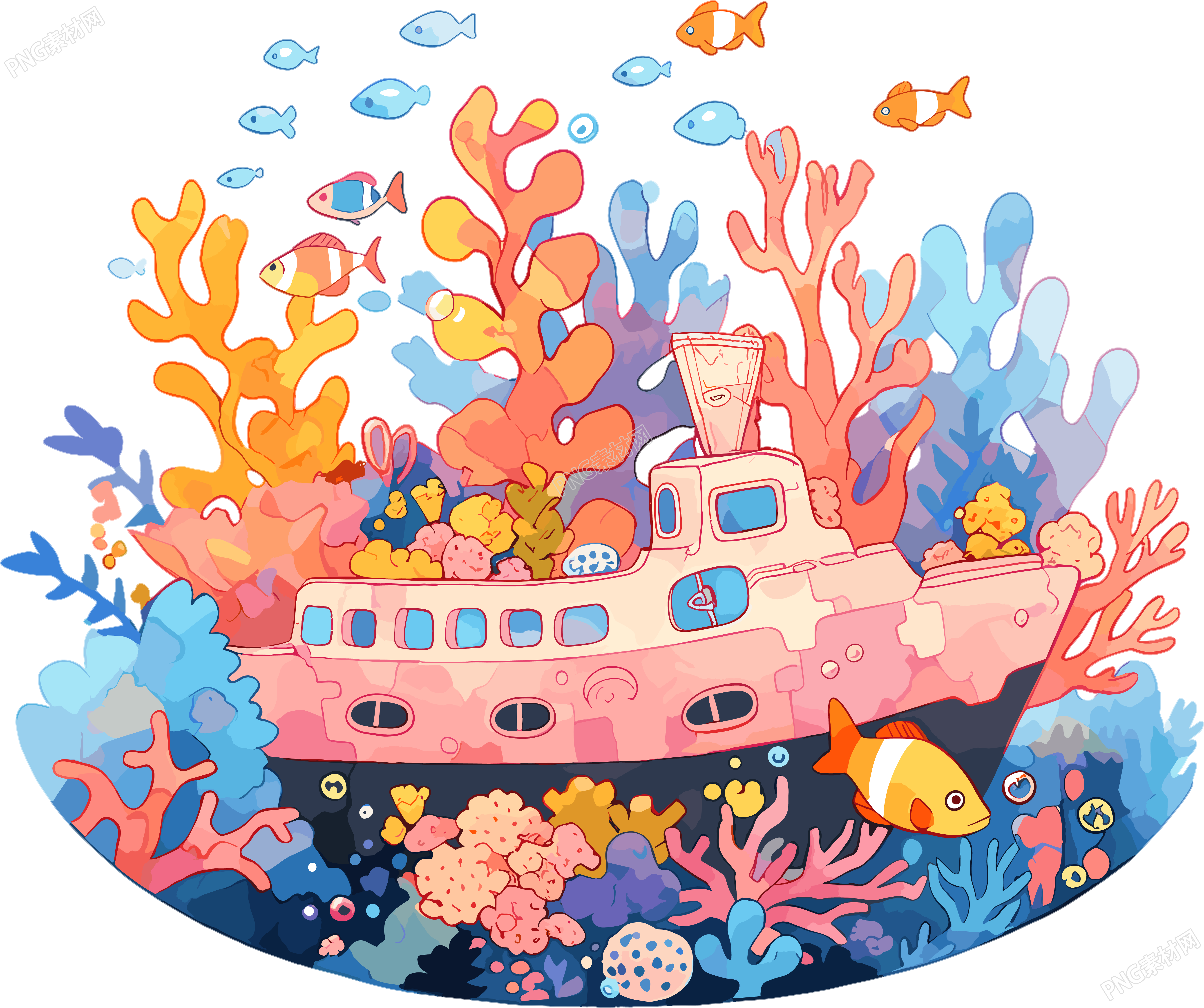 潜水艇珊瑚高清图形素材