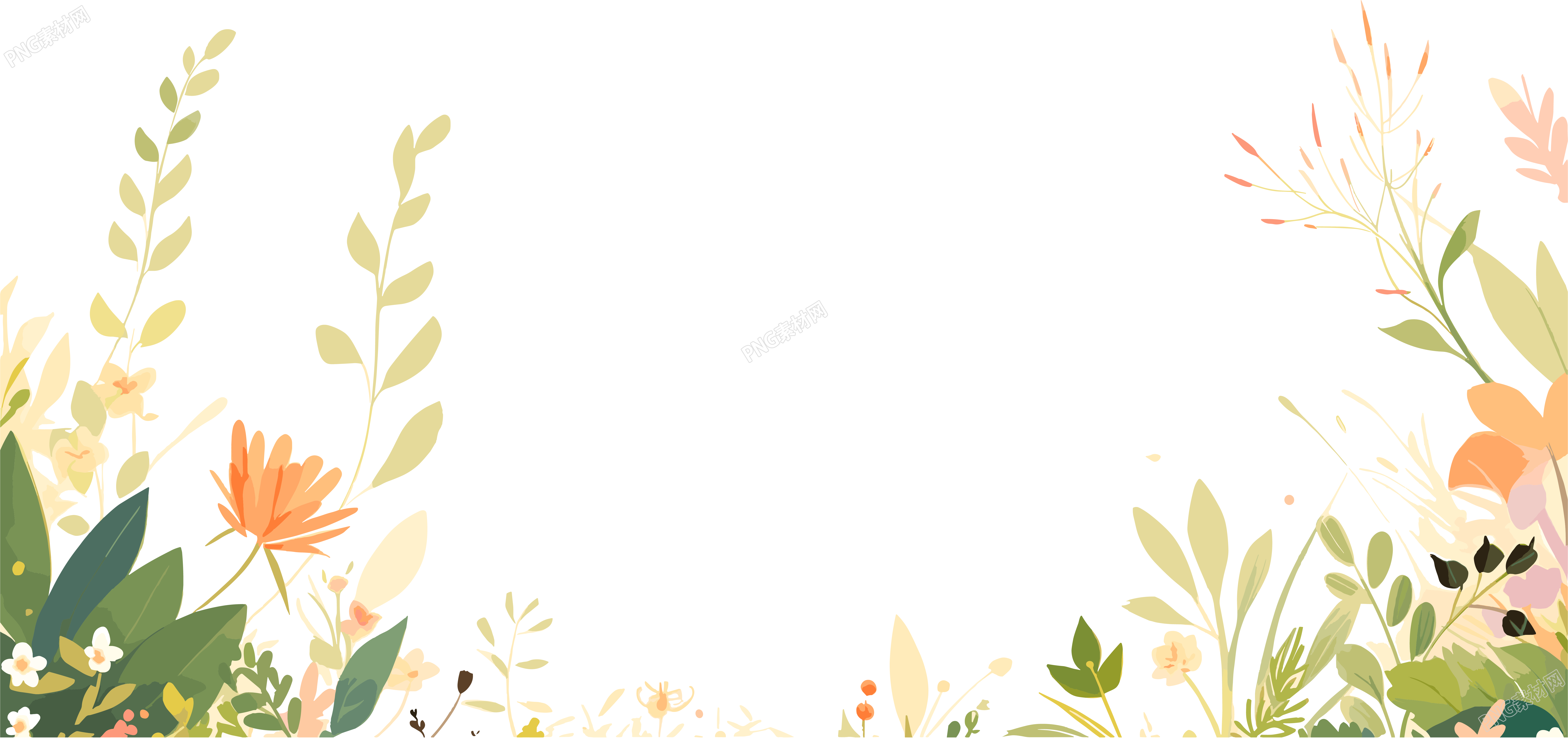 植物花边透明背景图形素材