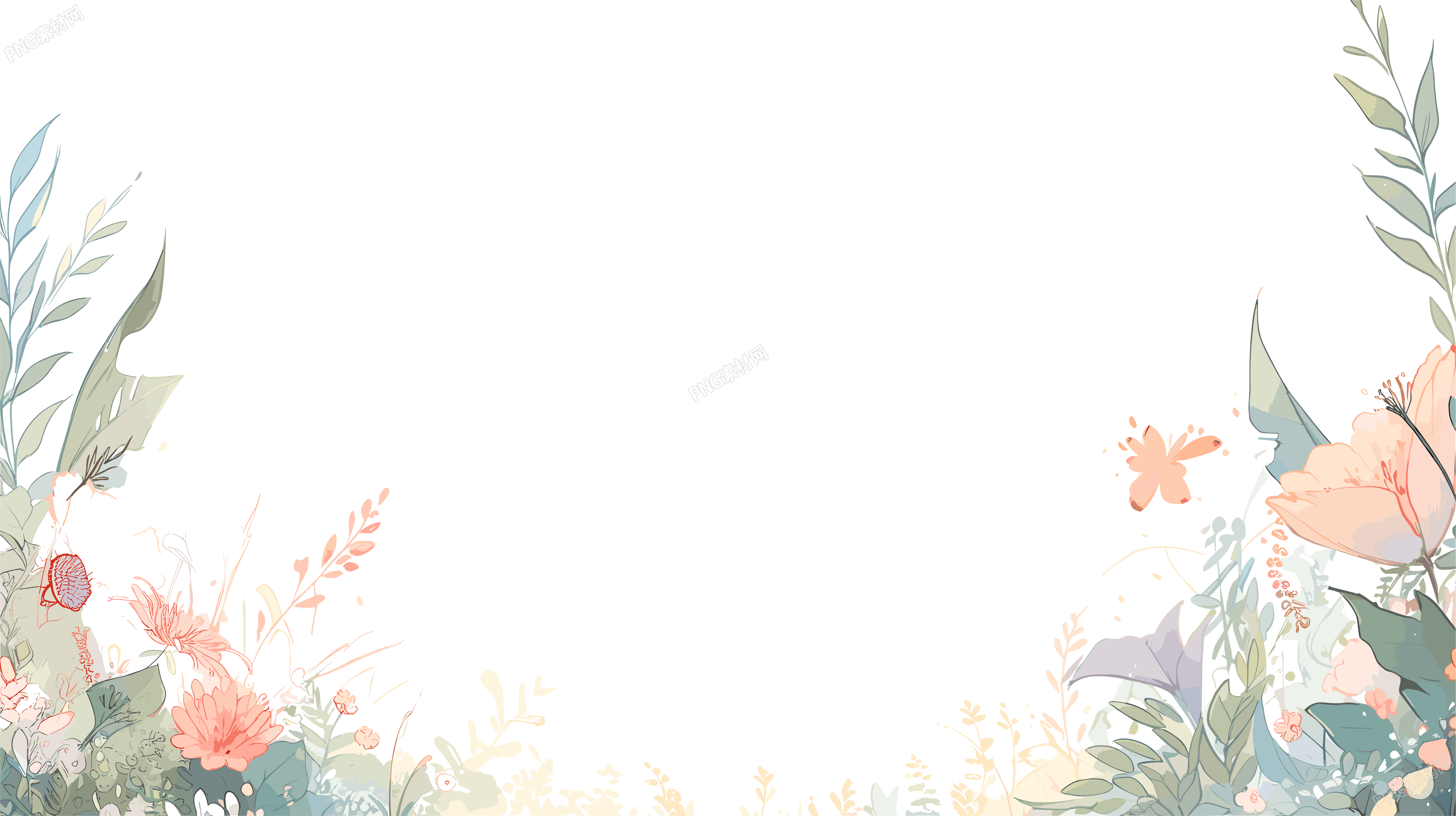 植物花边透明背景插画