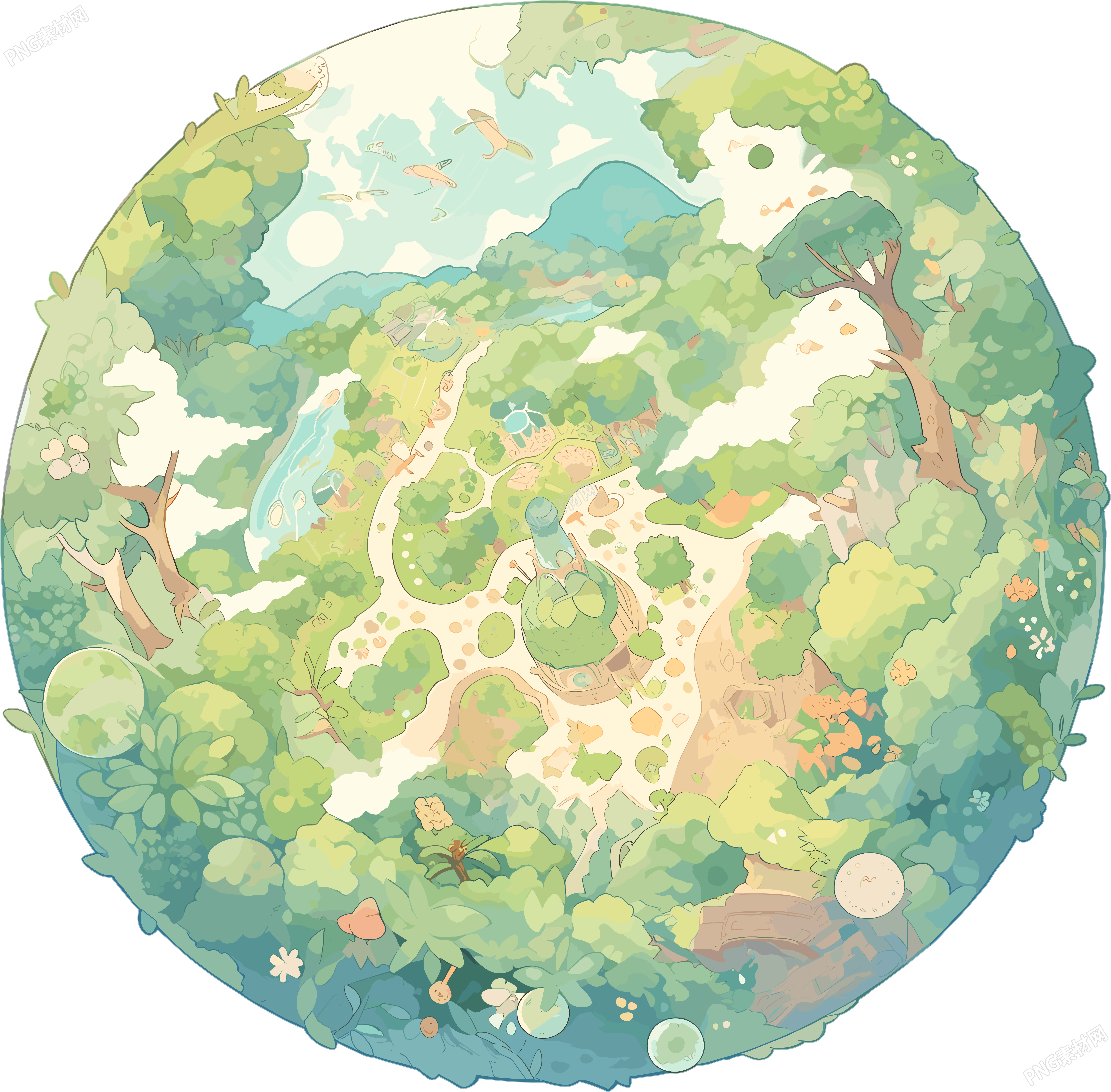 绿色地球童书绘画素材