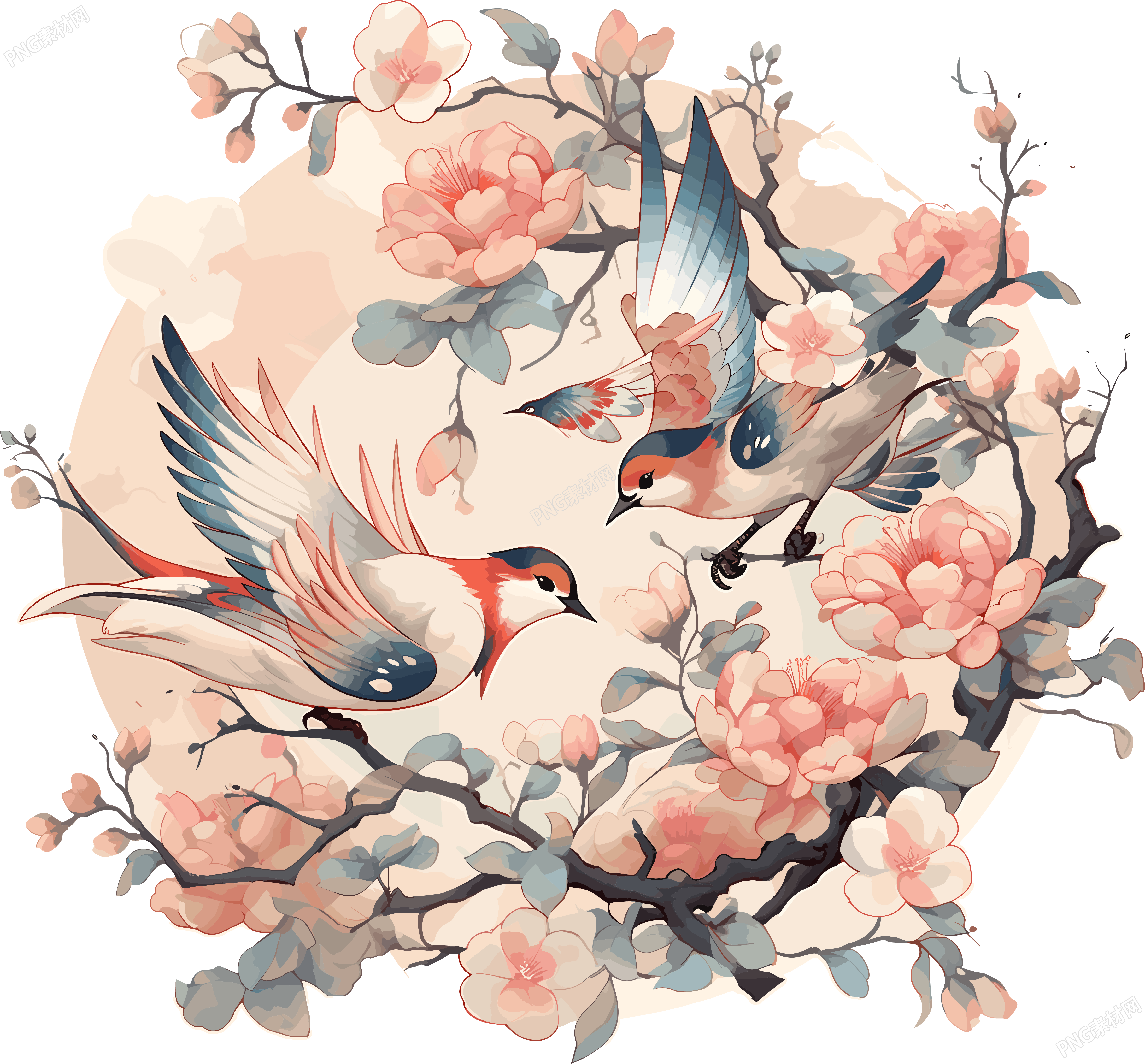 中国画花鸟商用设计元素