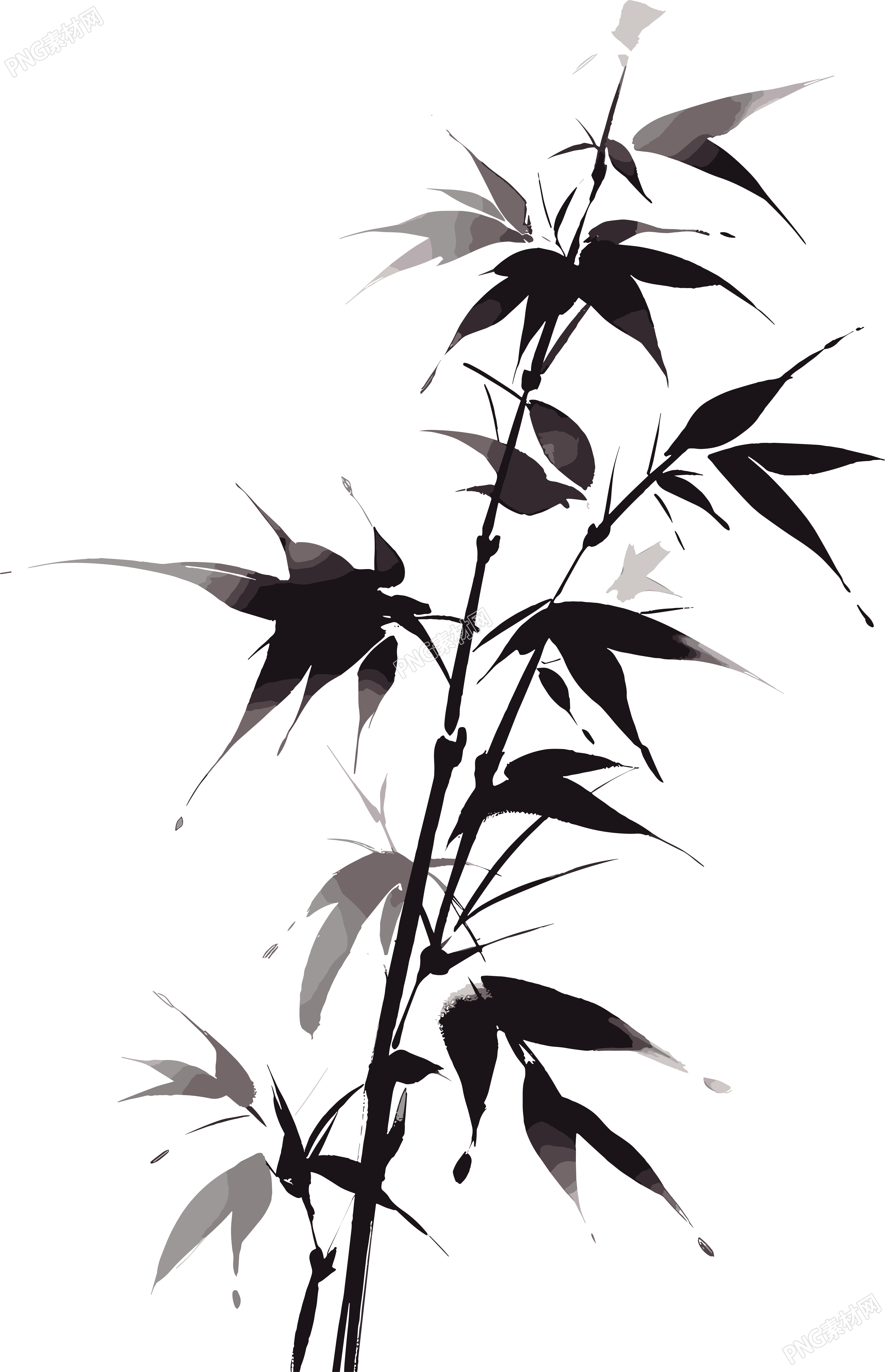 水墨竹子中國畫風(fēng)格插圖