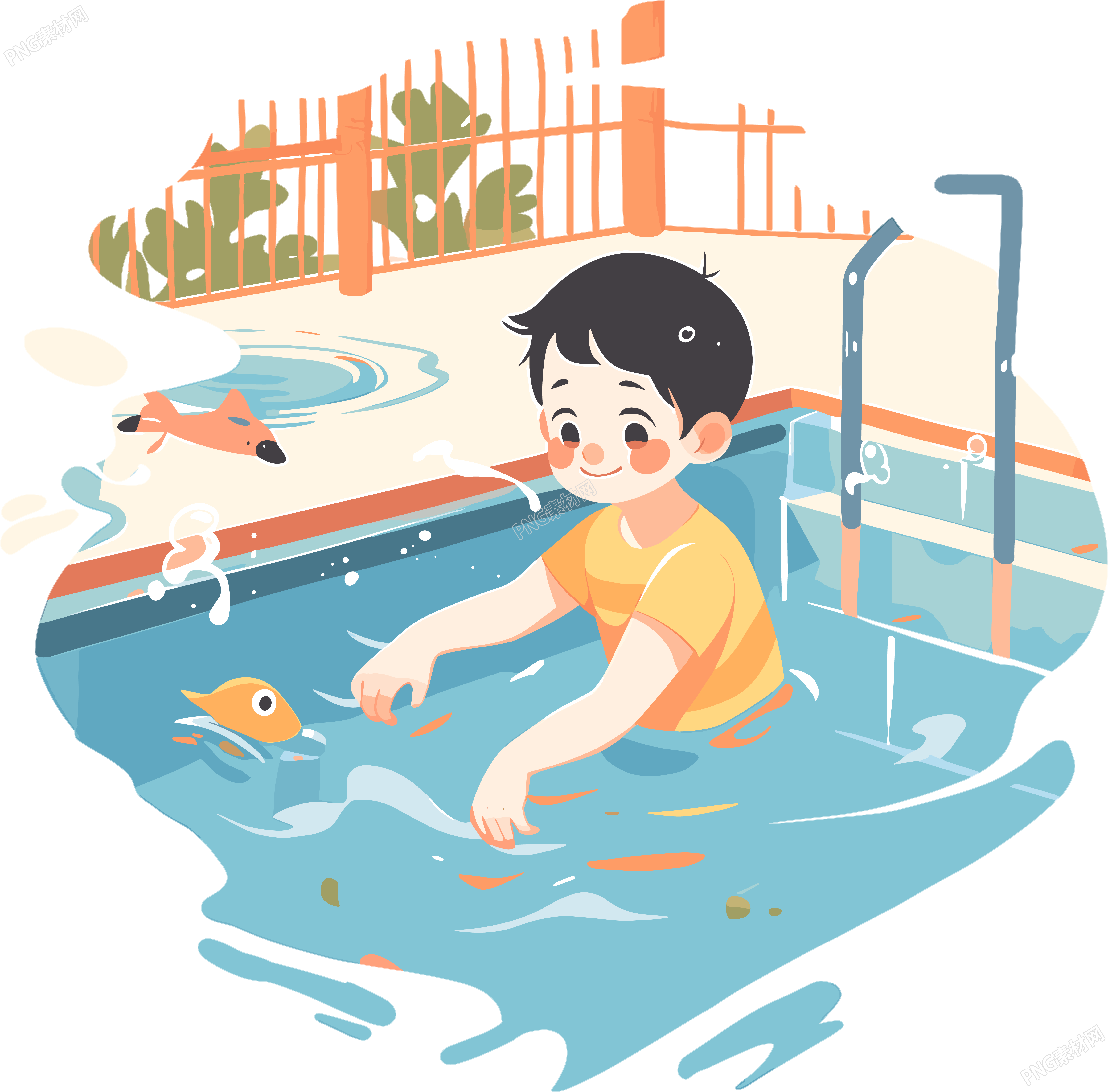 游泳男孩透明背景素材