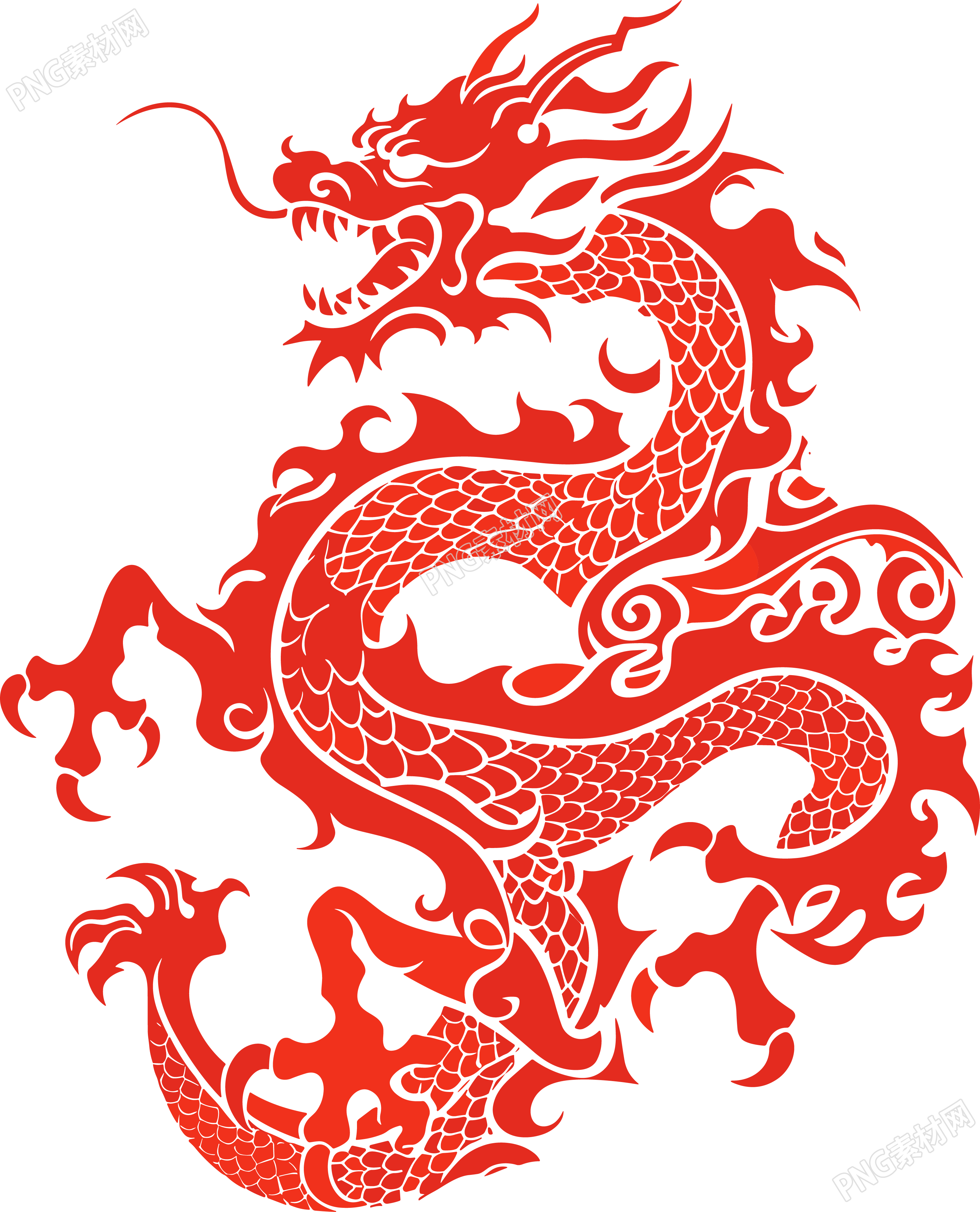 中國龍輪廓插畫PNG素材