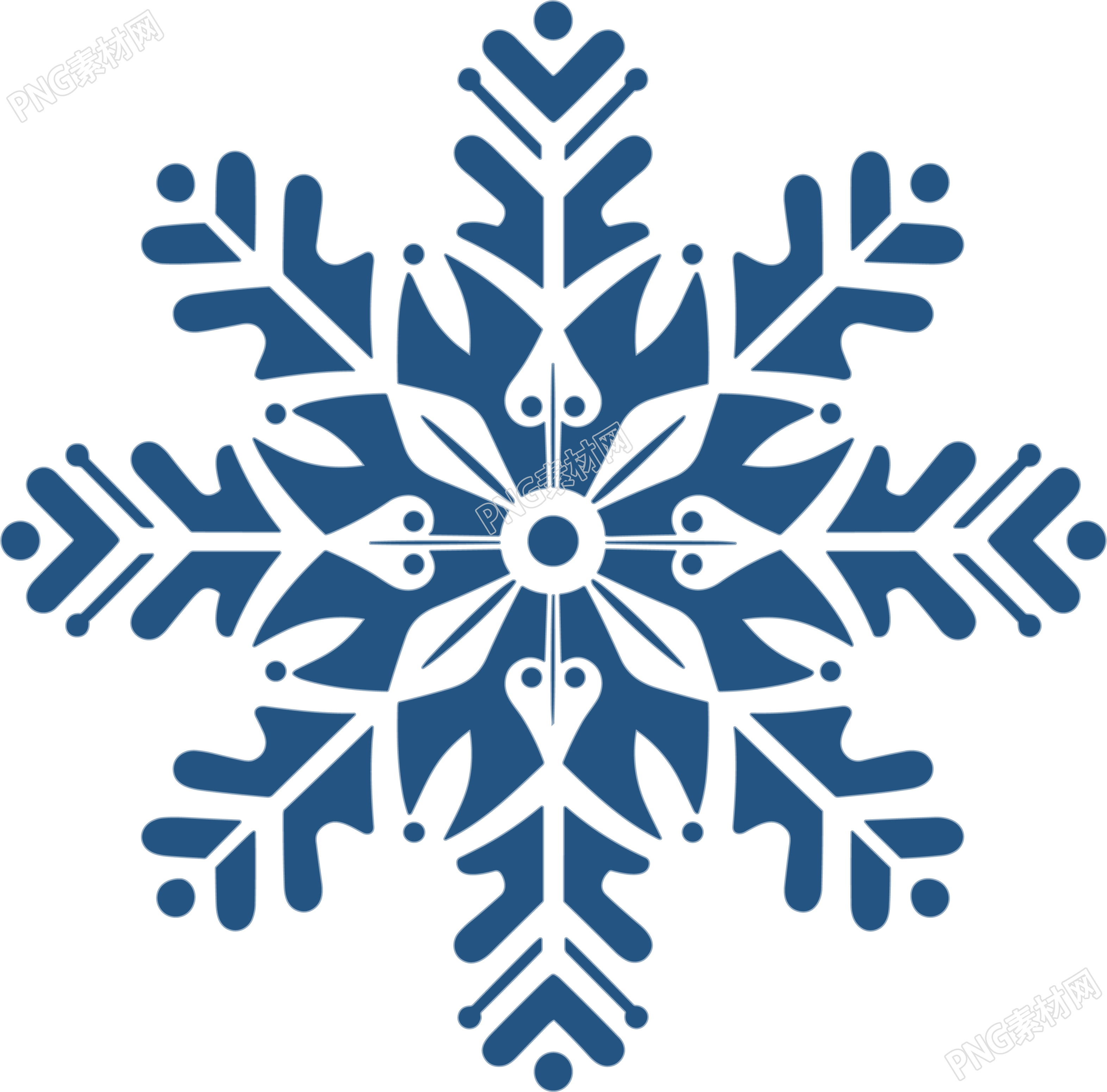 蓝色雪花透明背景图形素材
