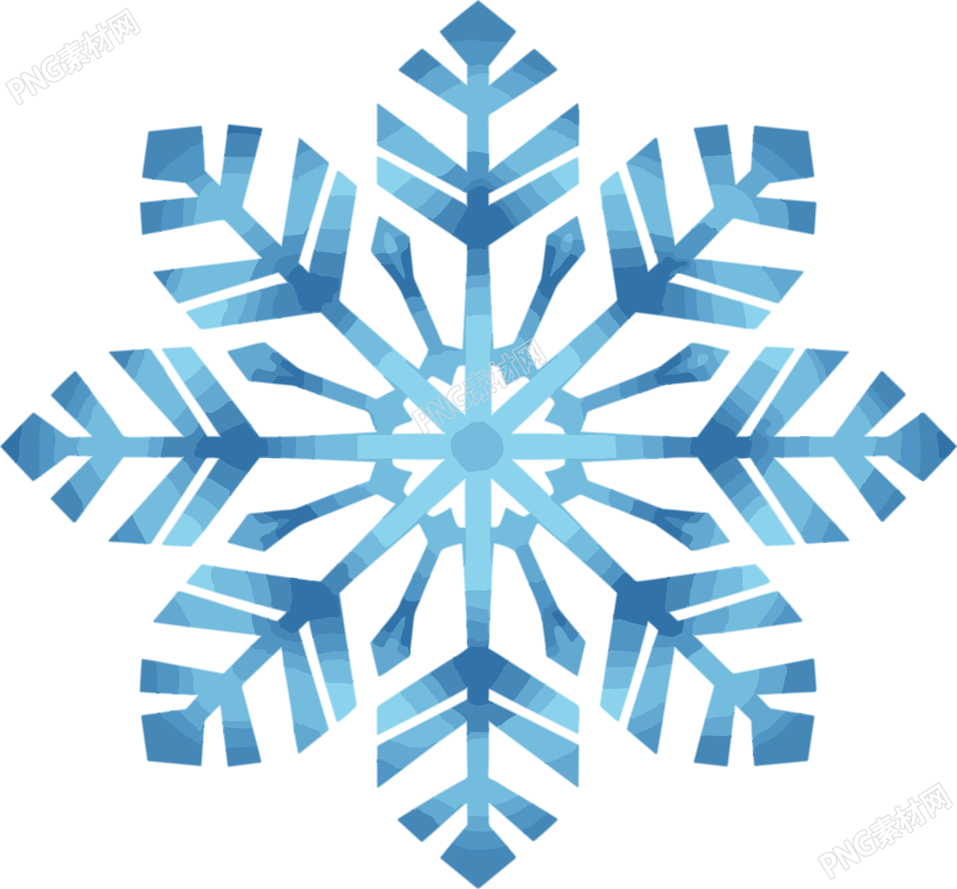 蓝色雪花插画