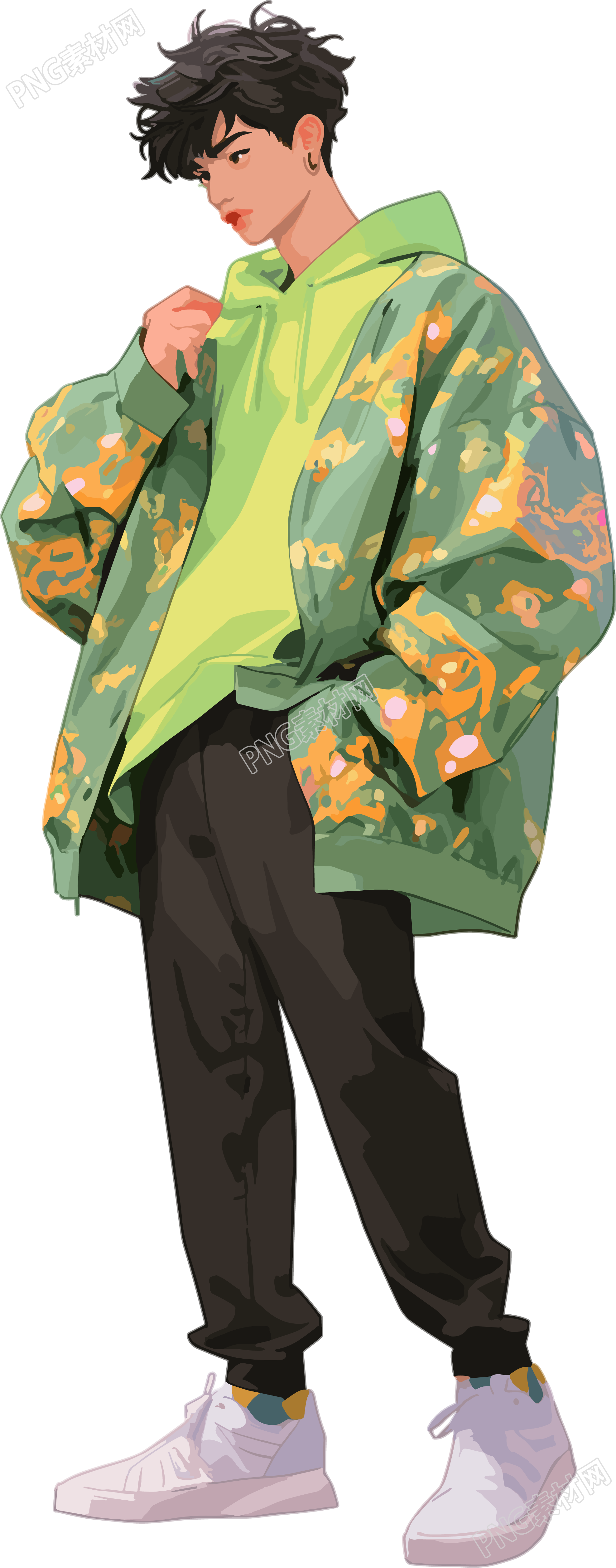 帅气男模特插画设计元素