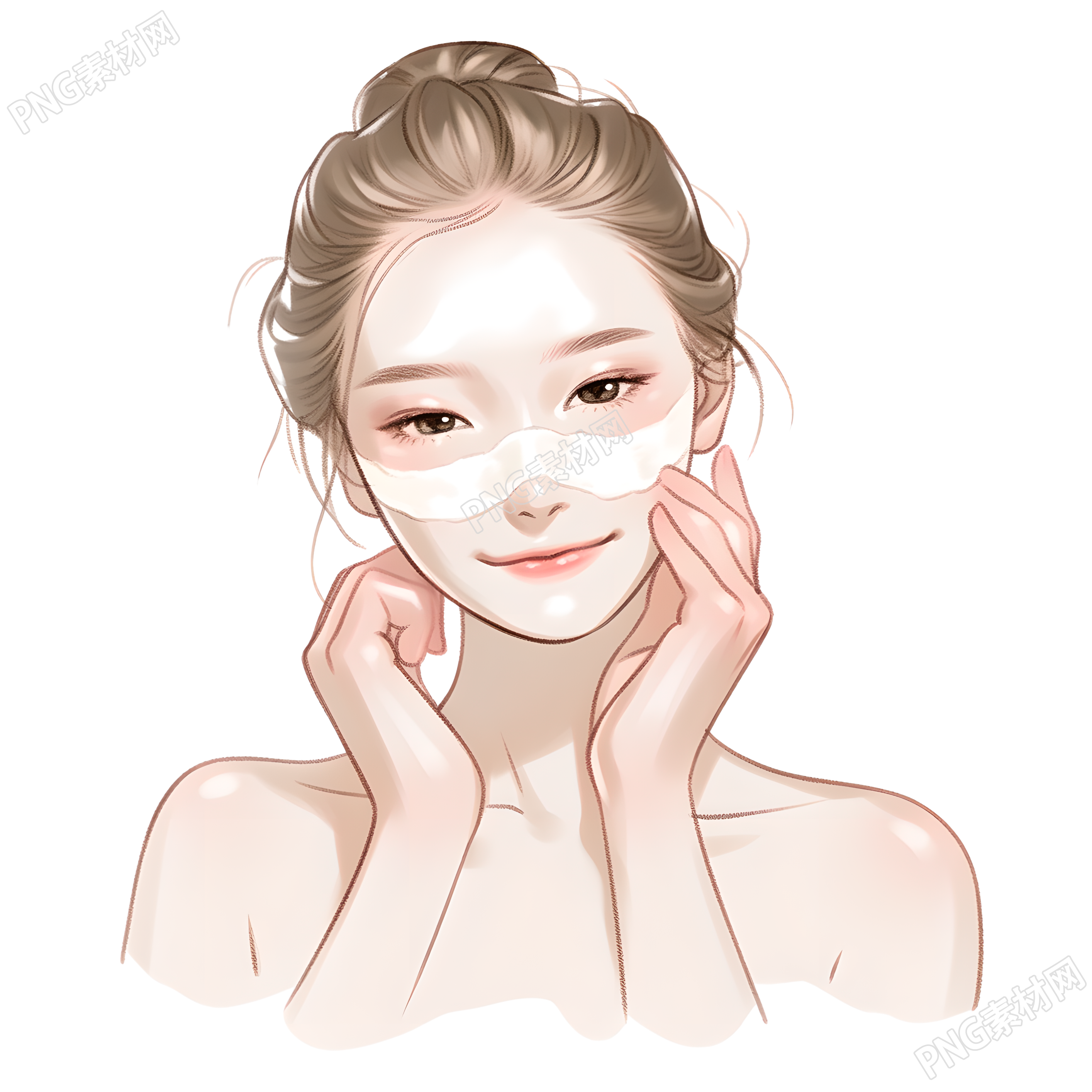 女性护肤简约插画