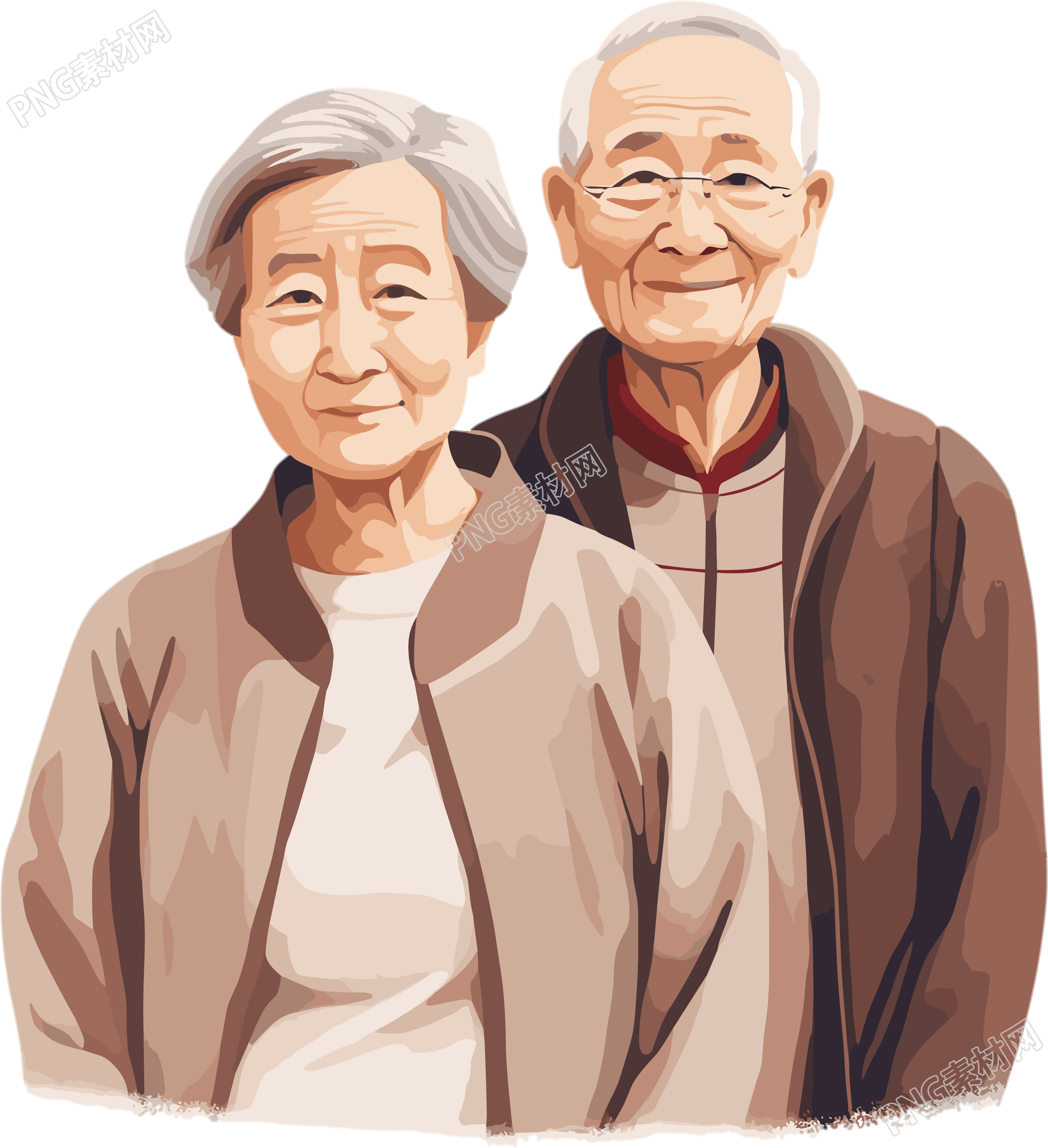 亚洲老夫妇创意设计素材