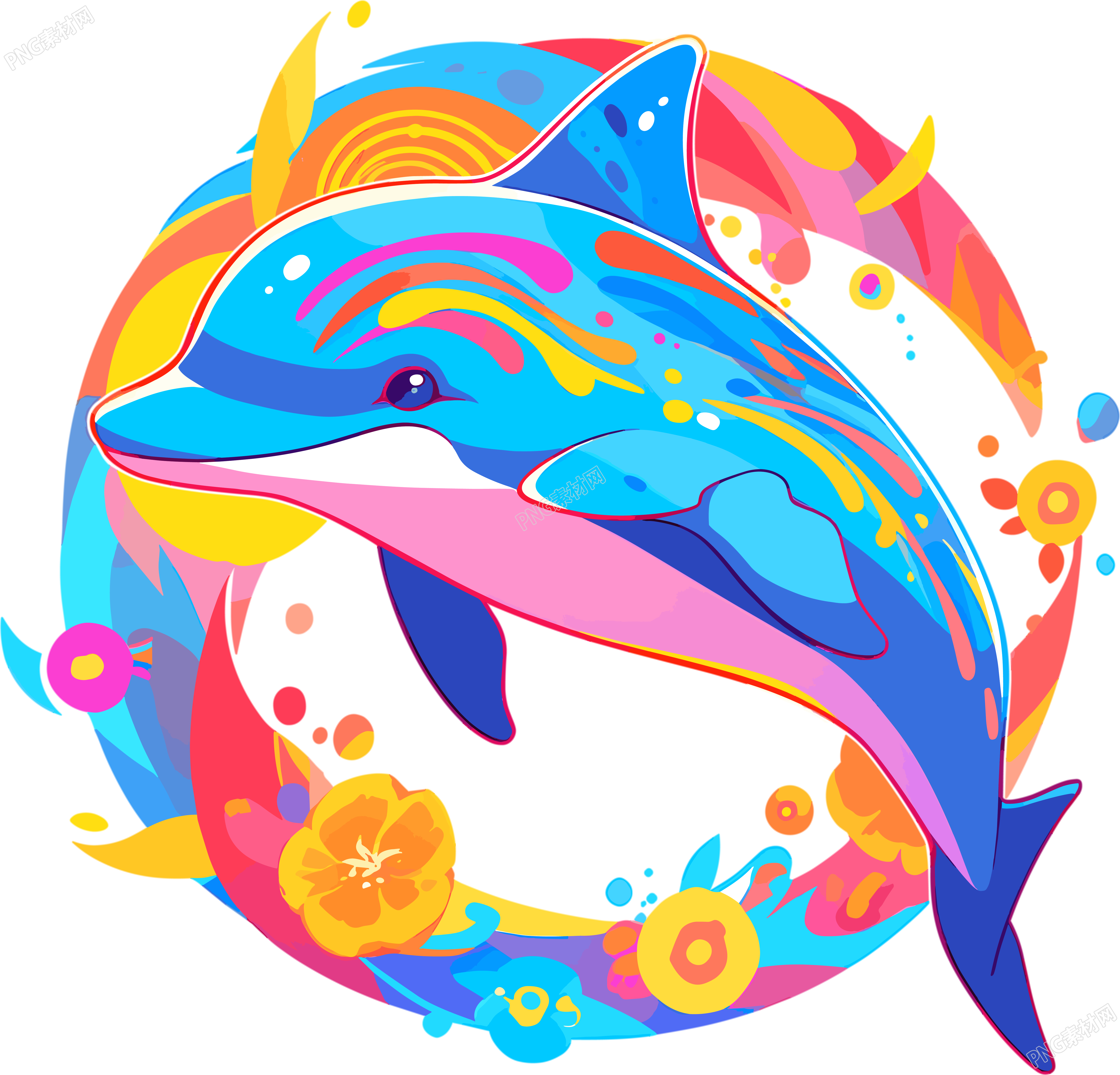 可爱海豚海洋插图设计