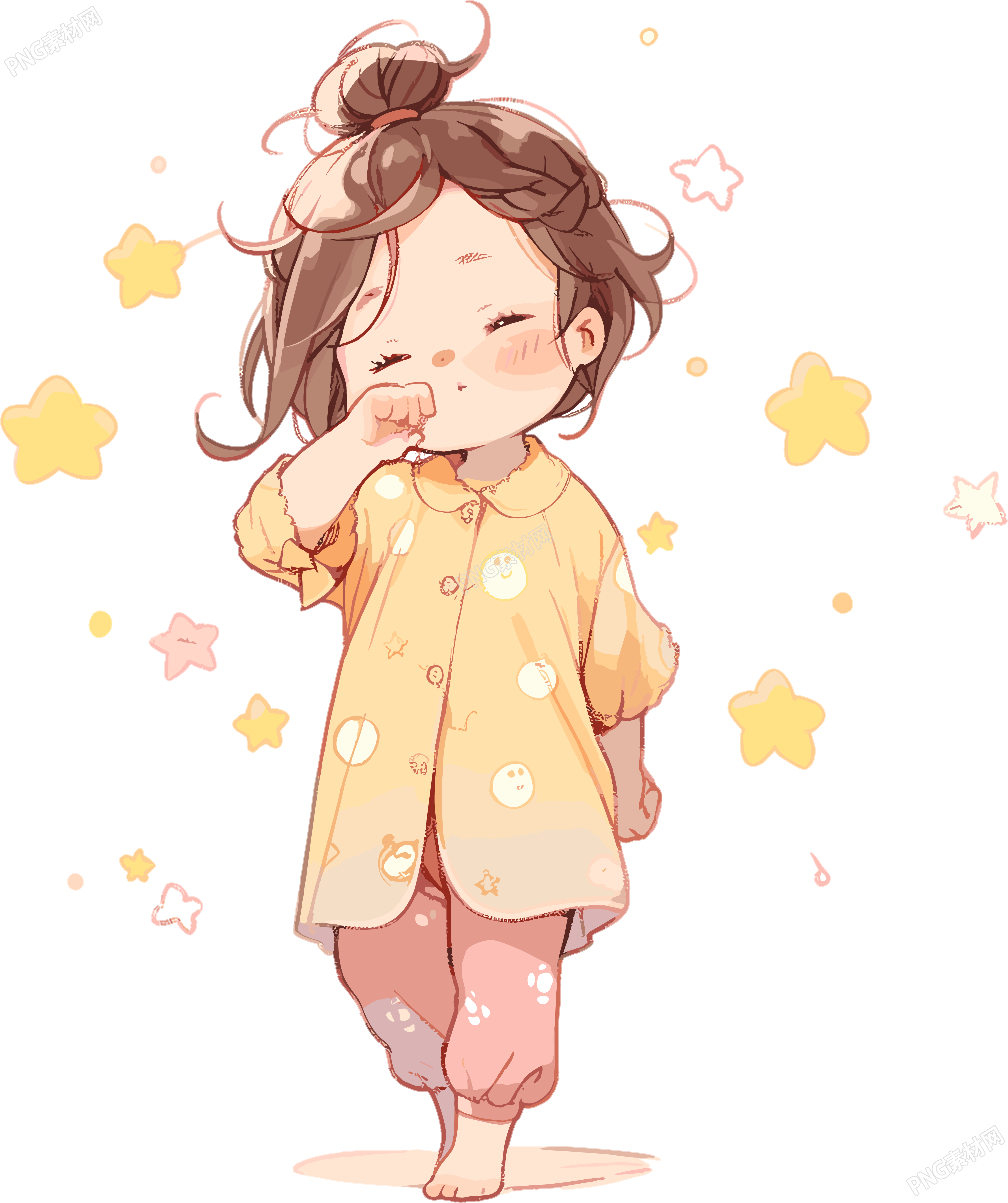 睡衣女孩手绘插画