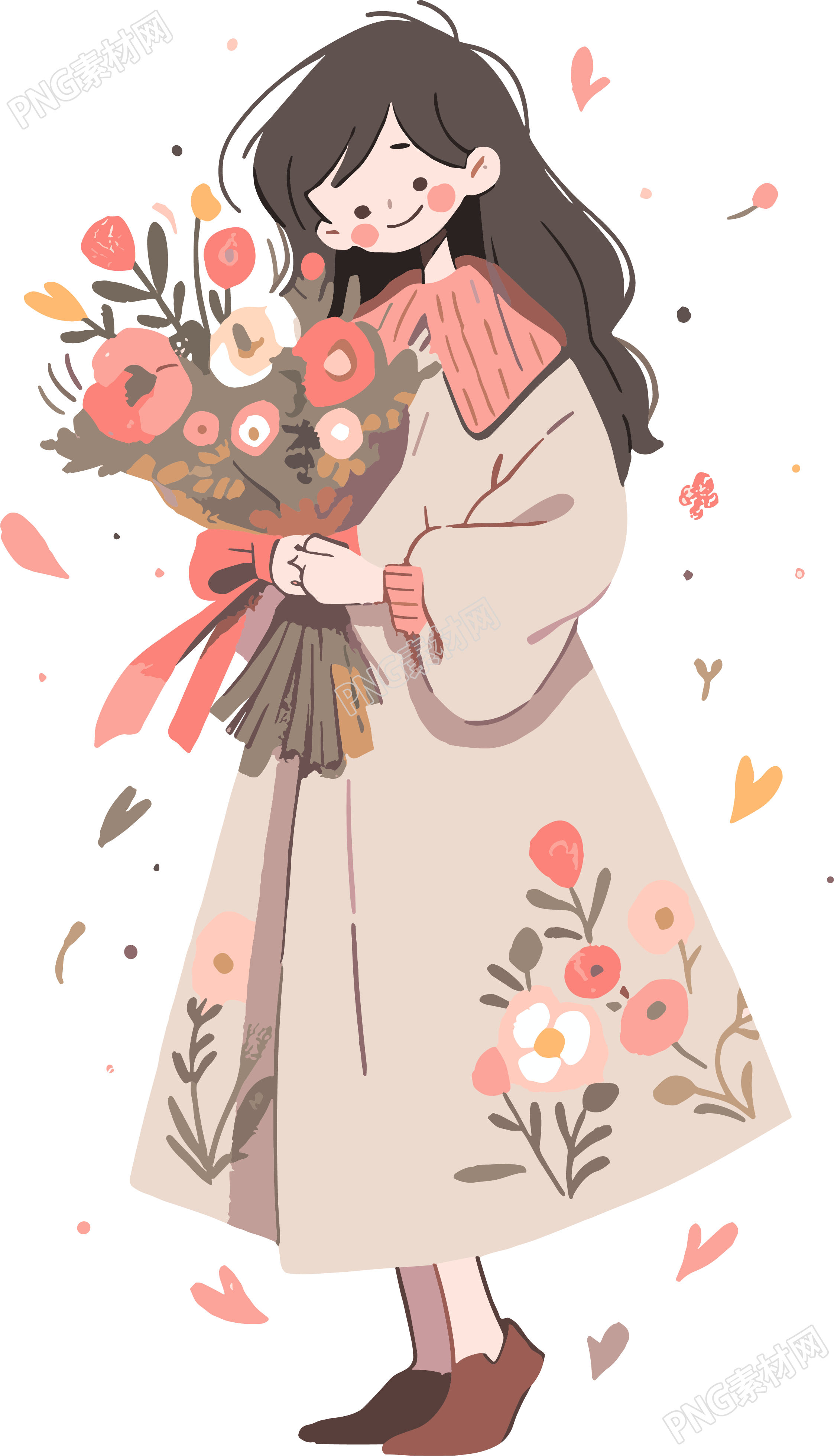 教师节卡通女老师高清花束素材