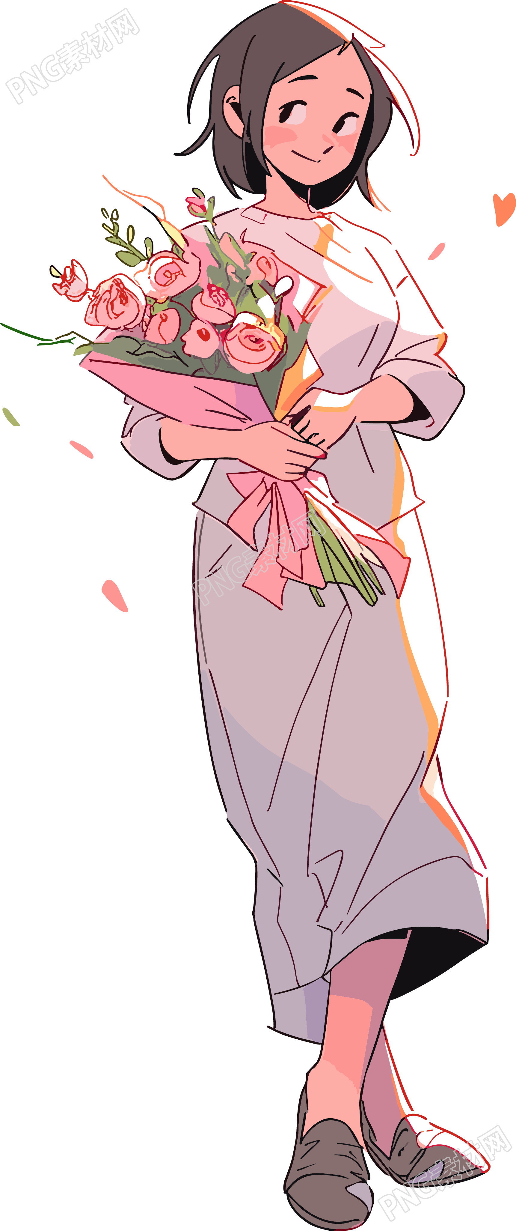 教师节卡通女老师花素材