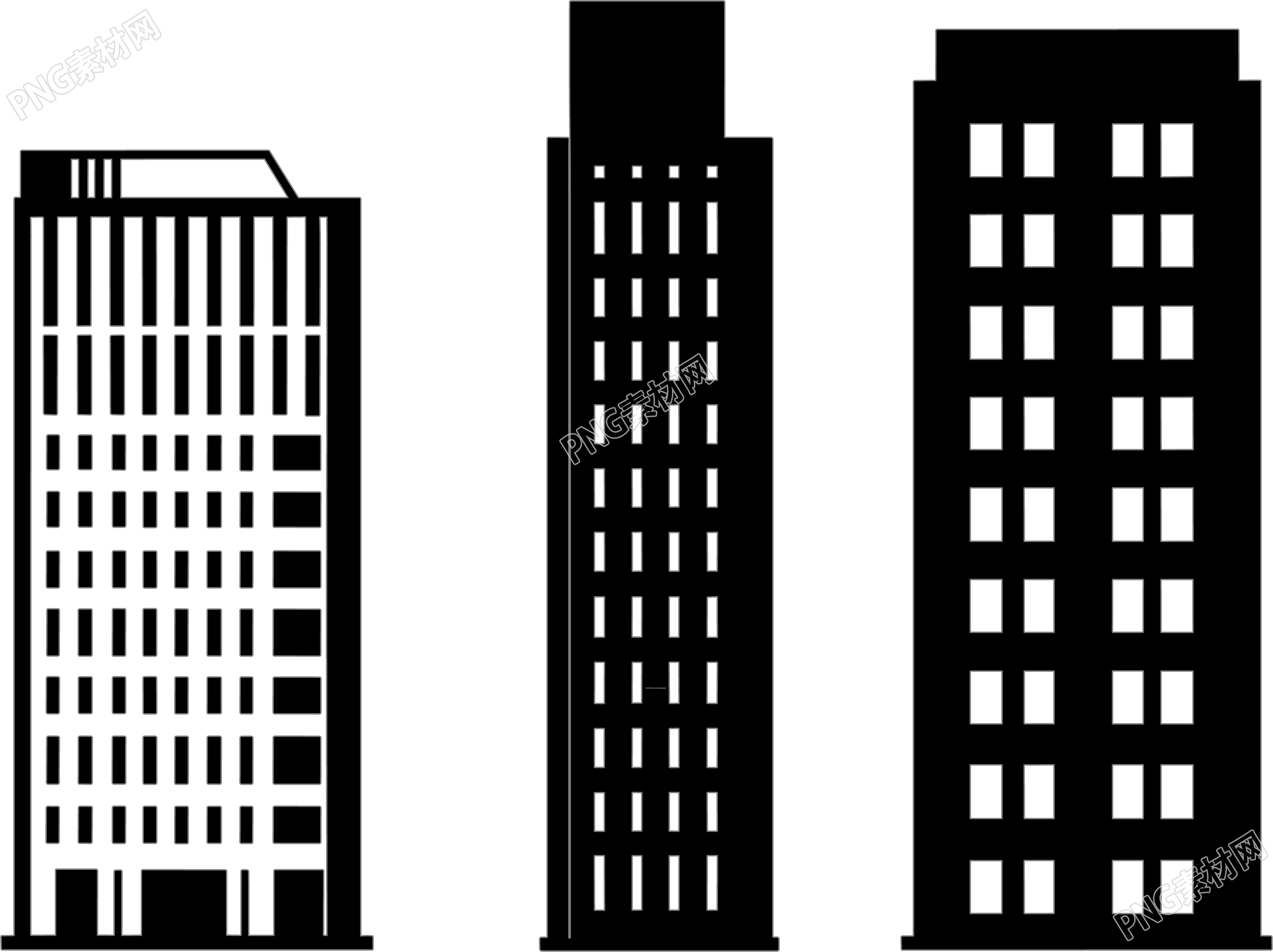 建筑剪影透明背景插画