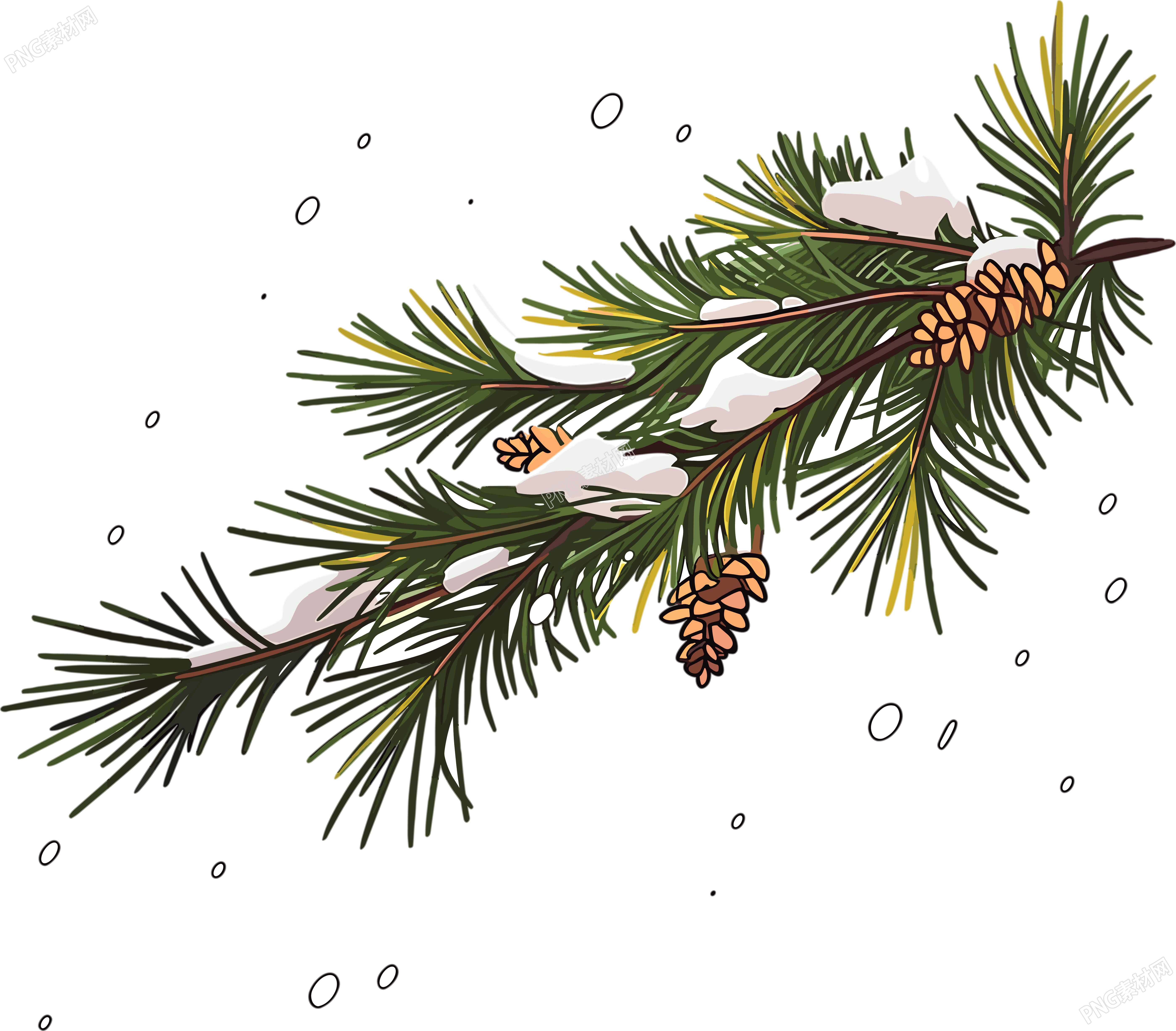 松枝積雪插畫設(shè)計創(chuàng)作素材