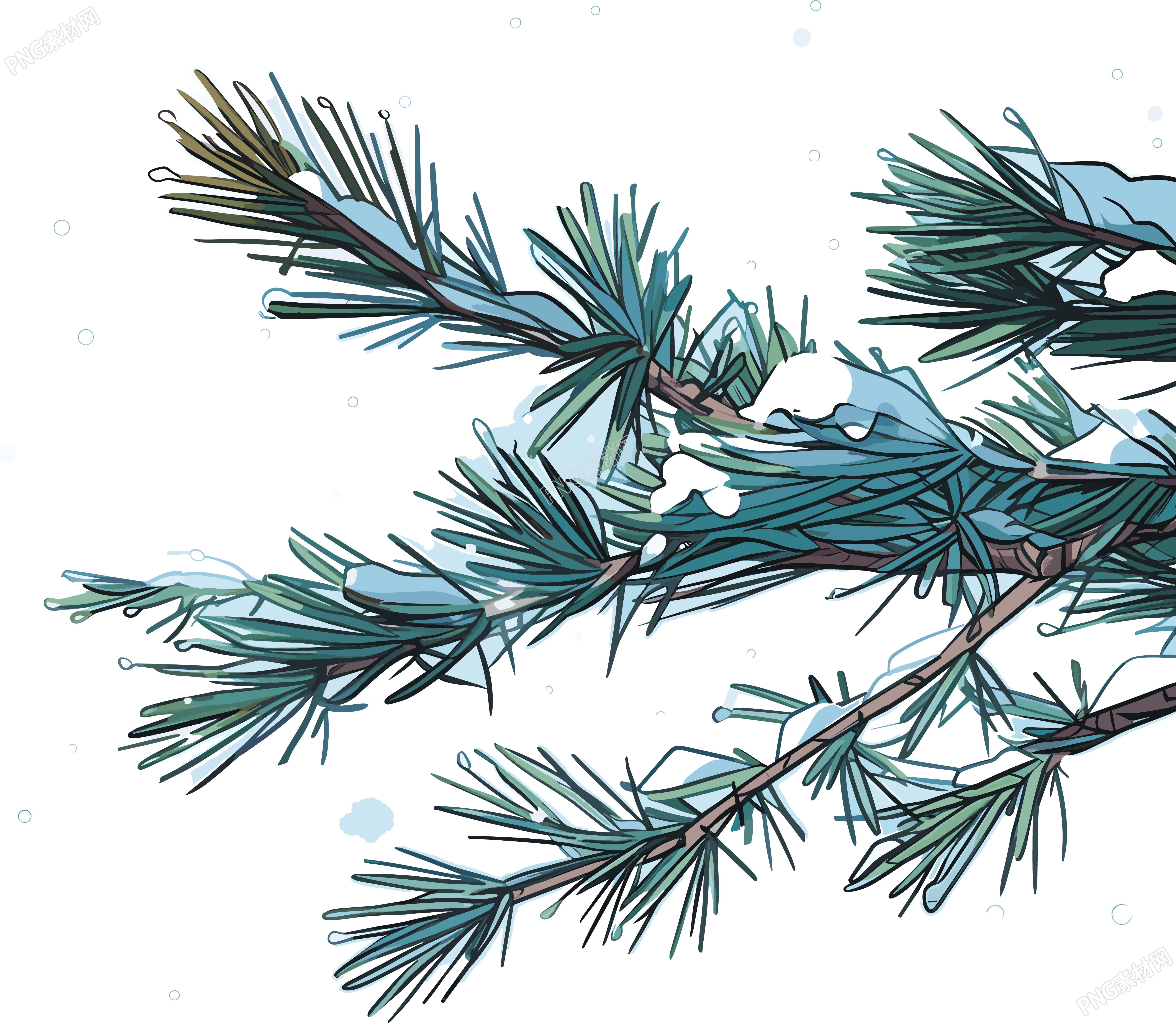 松枝积雪简约设计元素