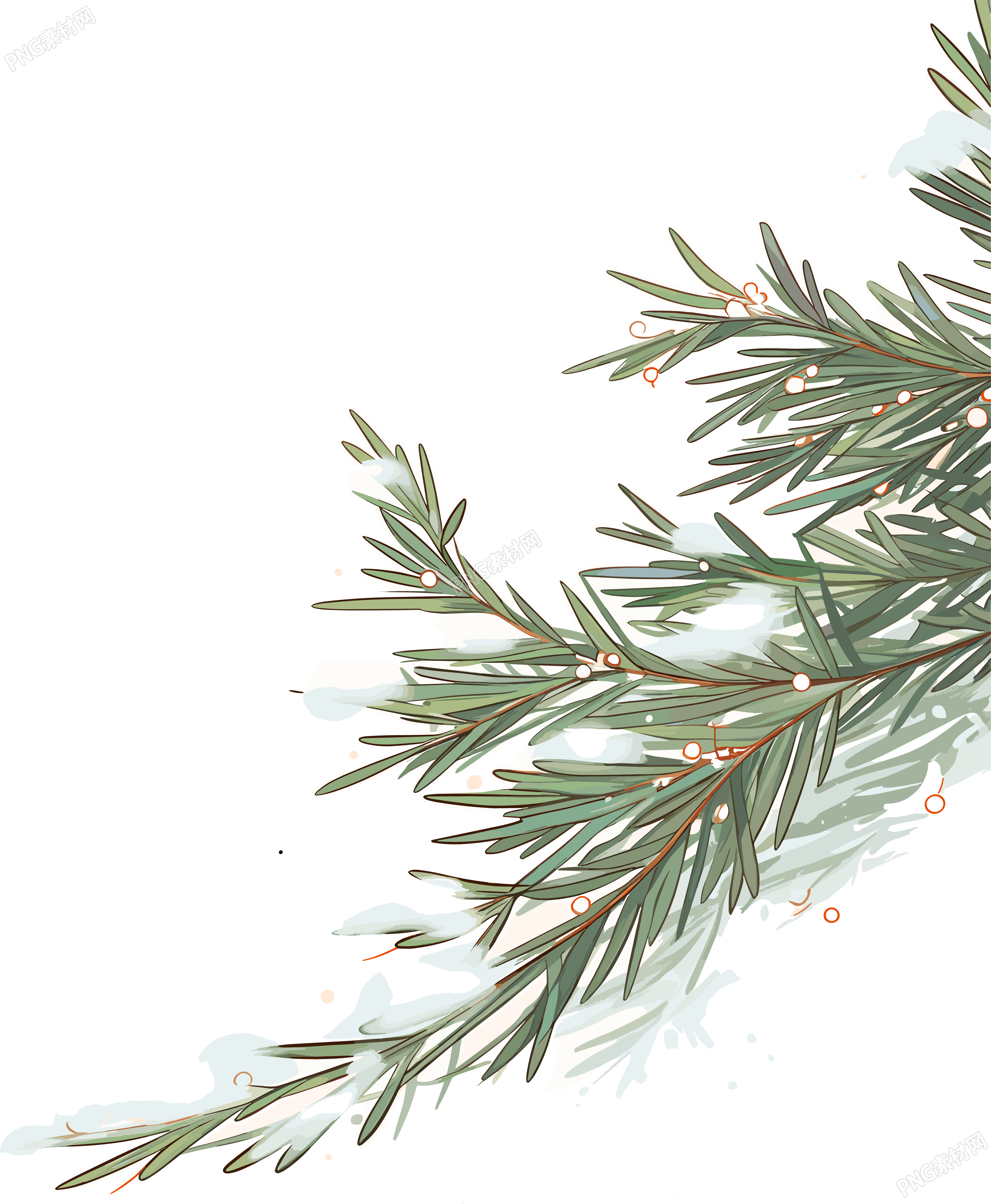 松枝积雪高清质量素材